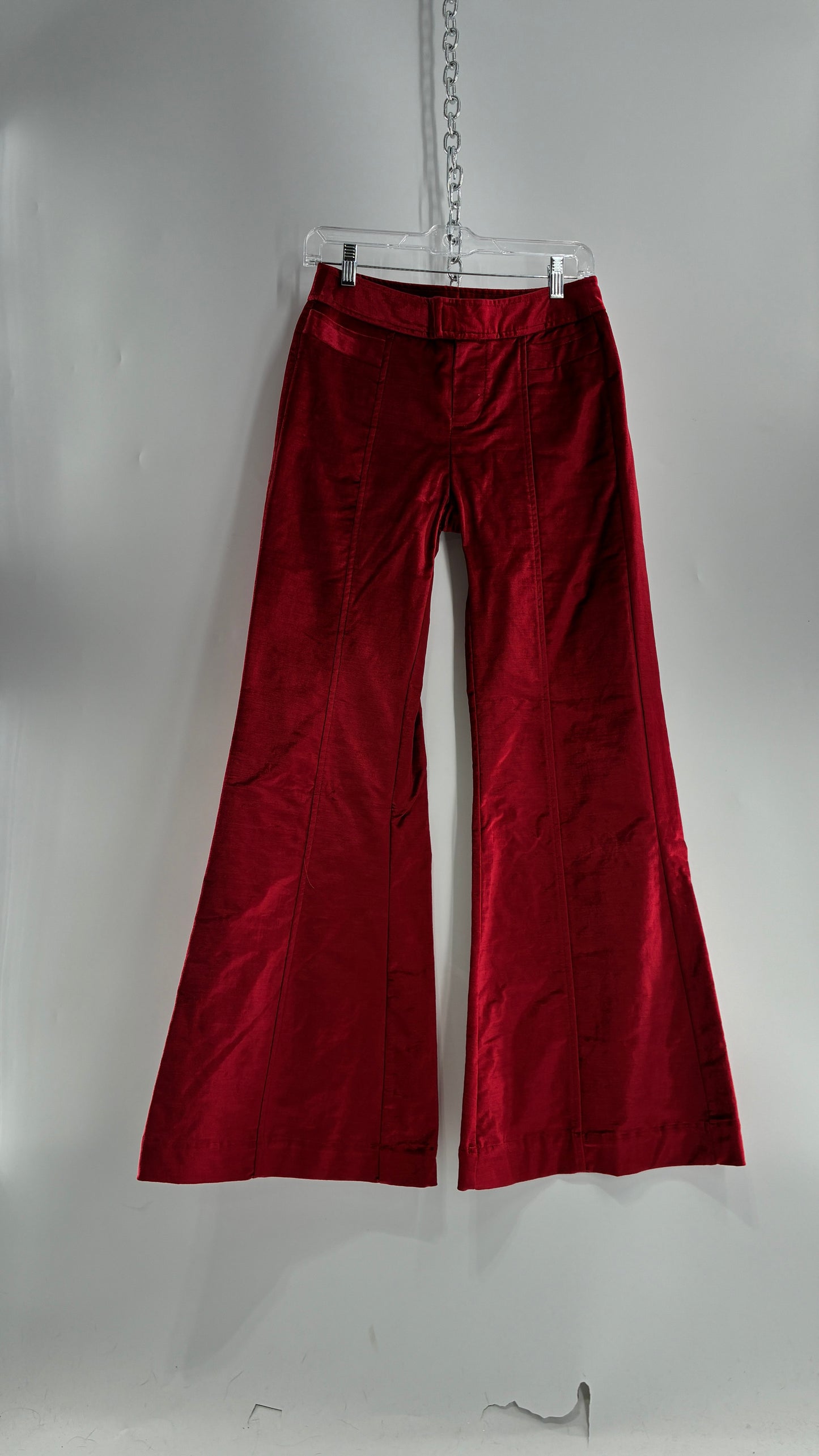 Free People Red Velvet Walk with You Kick Flare Hot Pants (2)