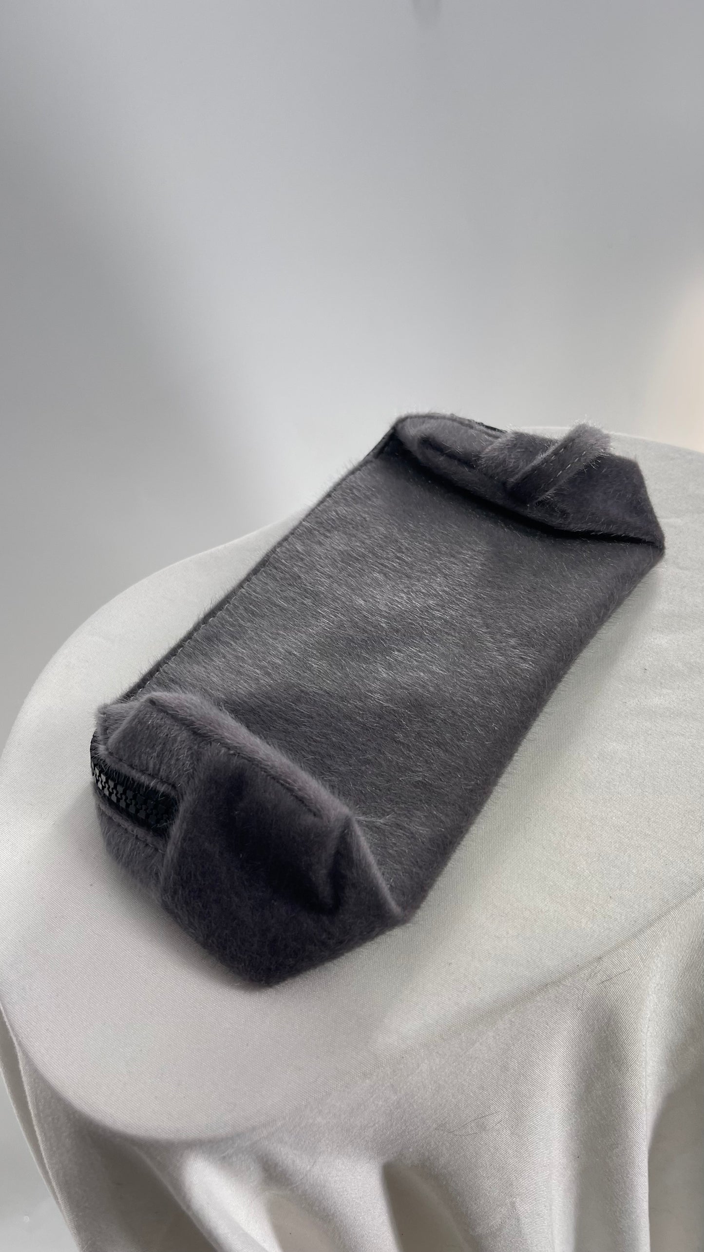 Urban Outfitters Grey Fur Pencil Pouch