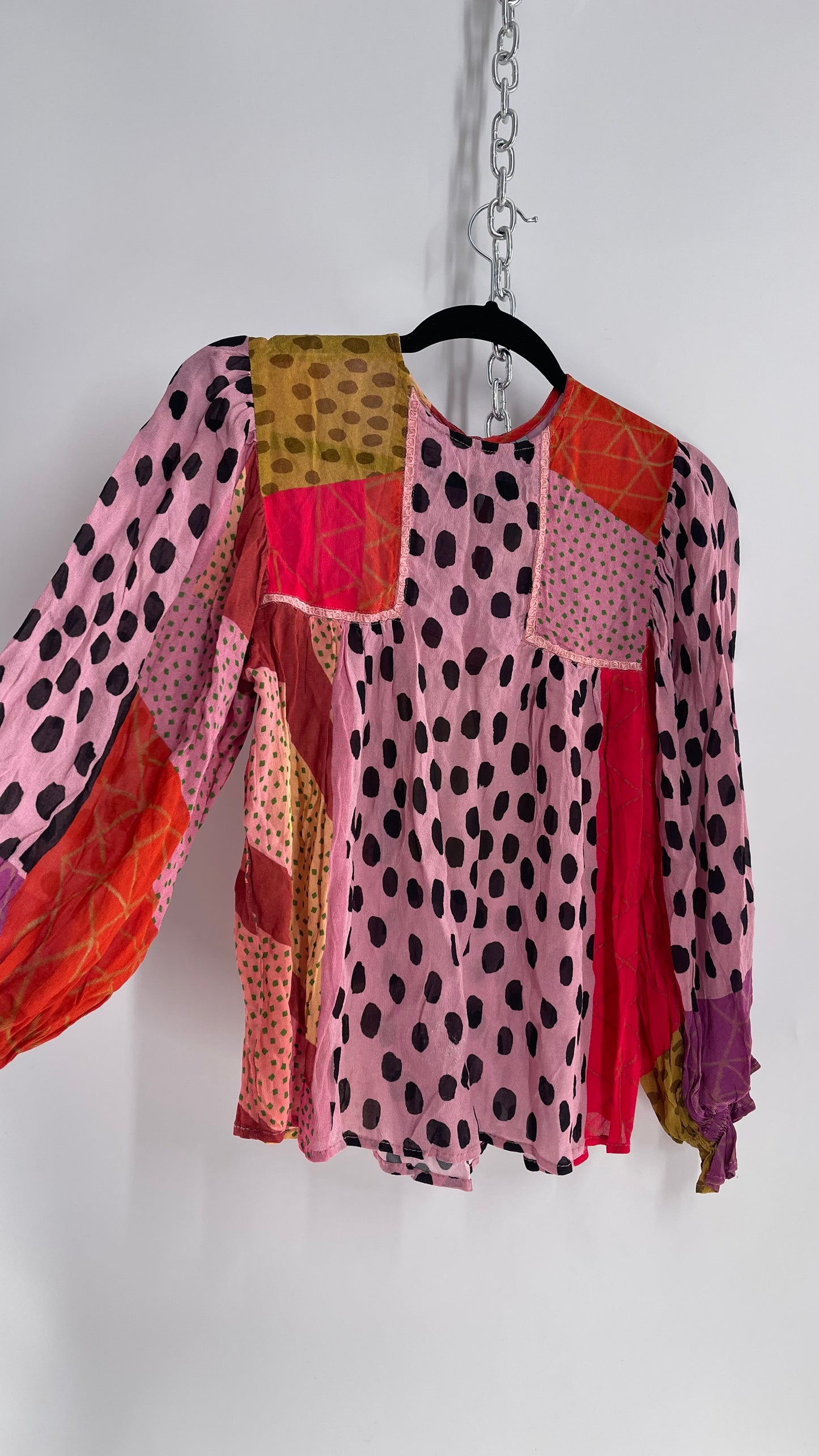 BL^NK Mixed Pattern Warm Toned Blouse (Petite Small)