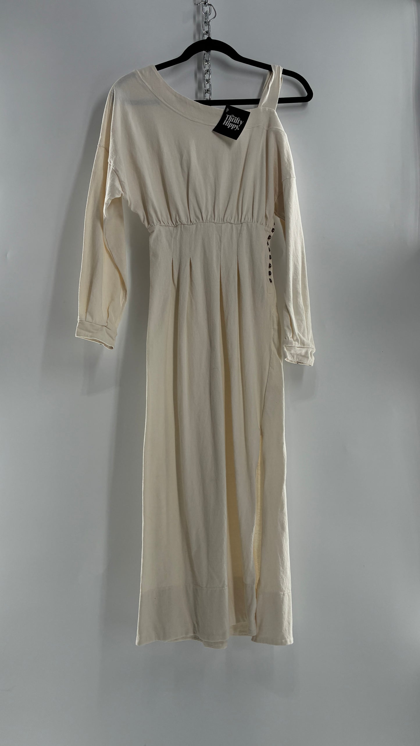 Free People Off White Long Sleeve Maxi Dress with Shoulder Strap (XS)