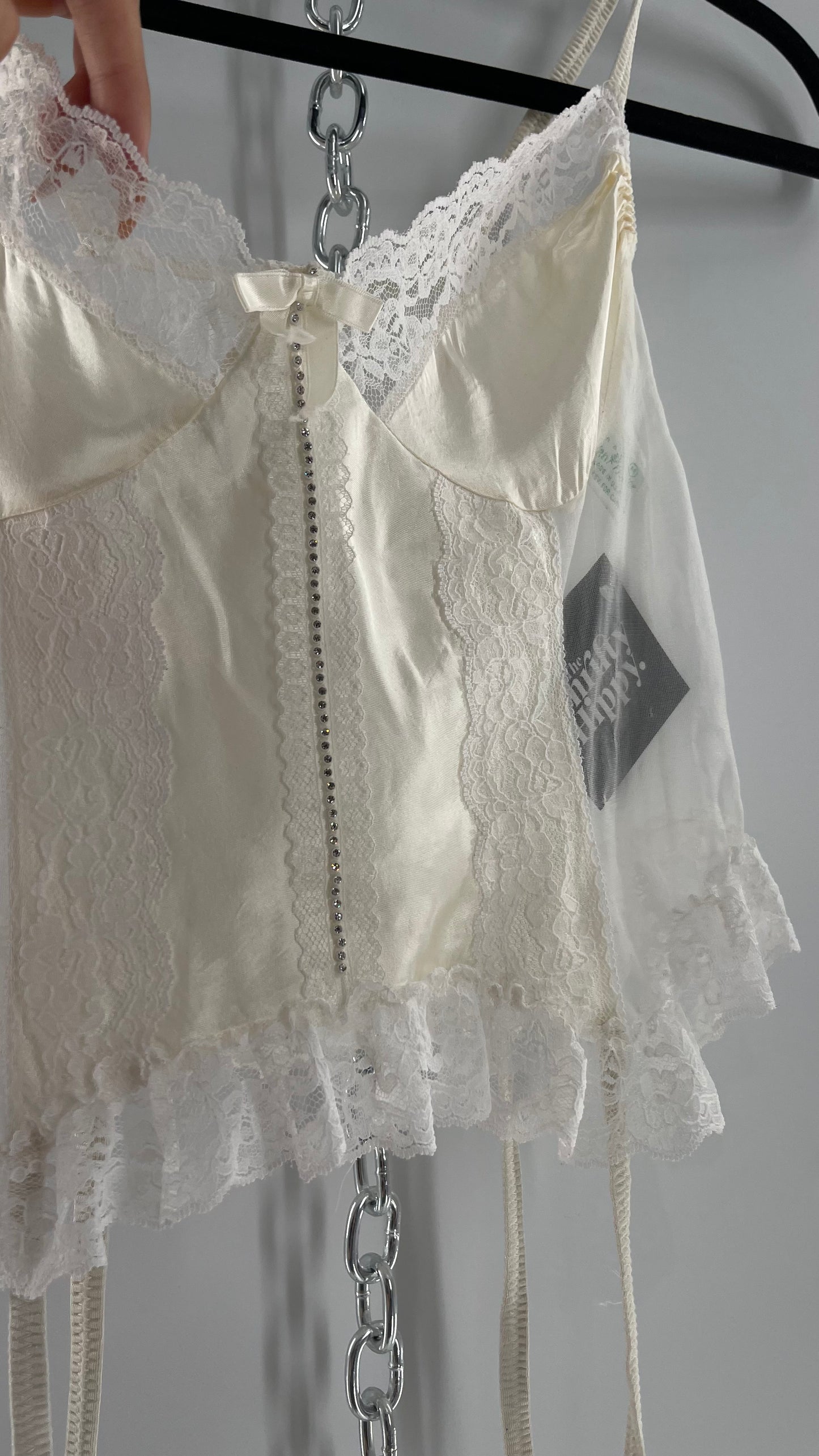 Nani Flower Vintage Delicate Ruffles + Rhinestones Lace + Mesh Babydoll (M)