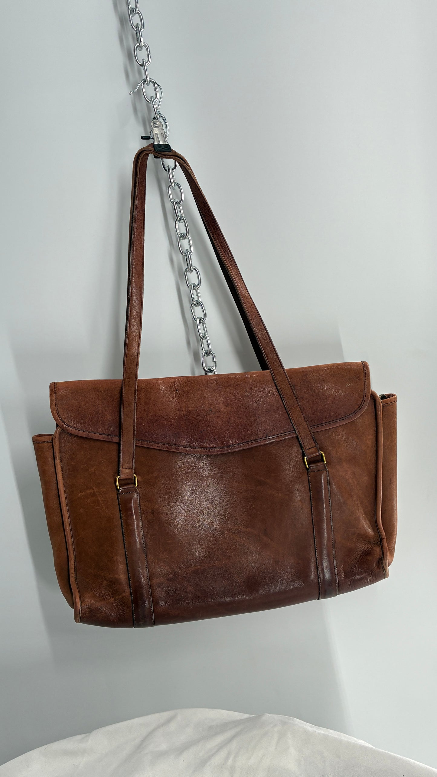Vintage COACH Leather Envelope Saddle Briefcase Bag