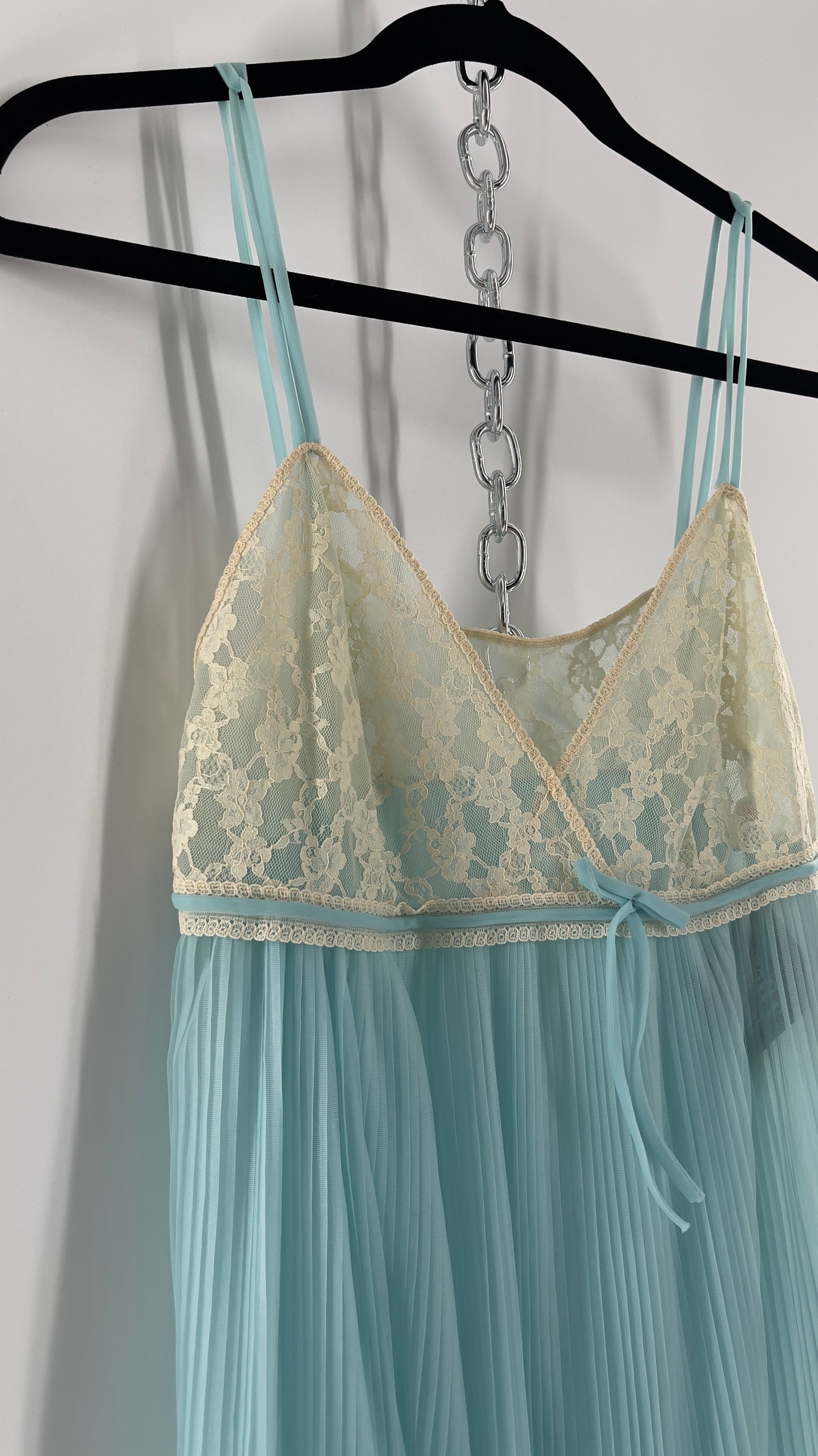 Vintage 1960s Baby Blue Nightgown Maxi Dress (Small)
