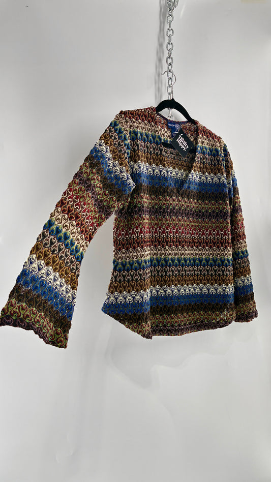 Vintage VENEZIA JEANS Knit Bell Sleeve Blouse (14/16)