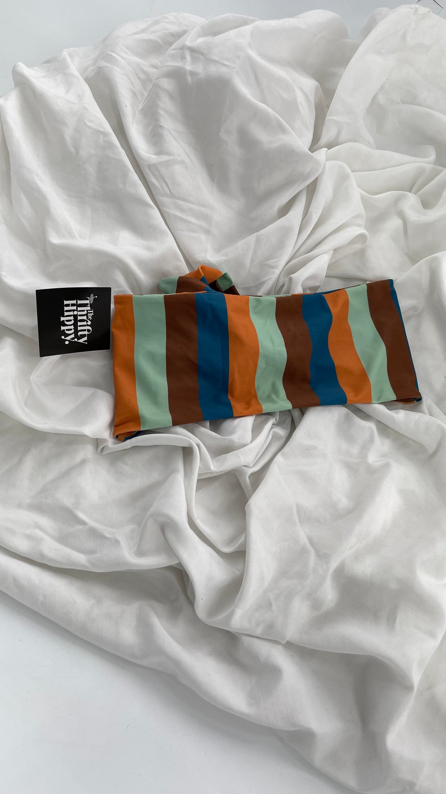 GILLIA swim Striped Bandeau Swim Top (Small)