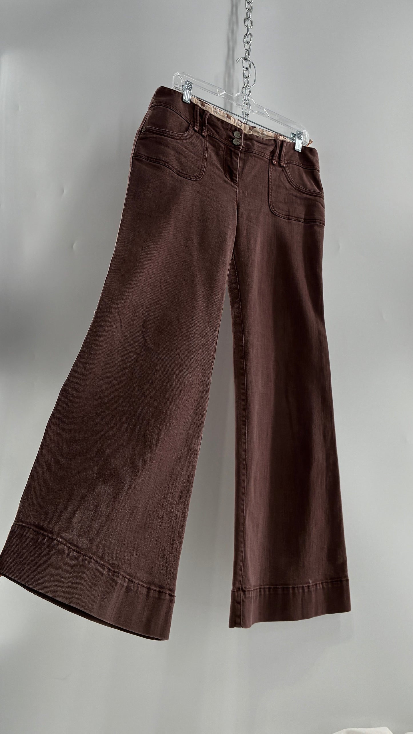 Vintage BICA CHEIA Brown Low Rise Wide Leg Jeans with Mini Pockets (32)