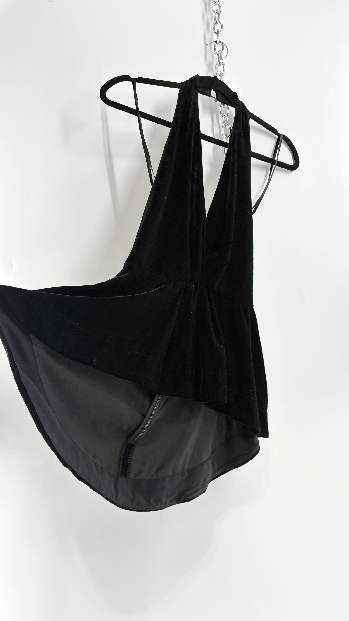 Free People Black Velvet Backless Halter (Small)