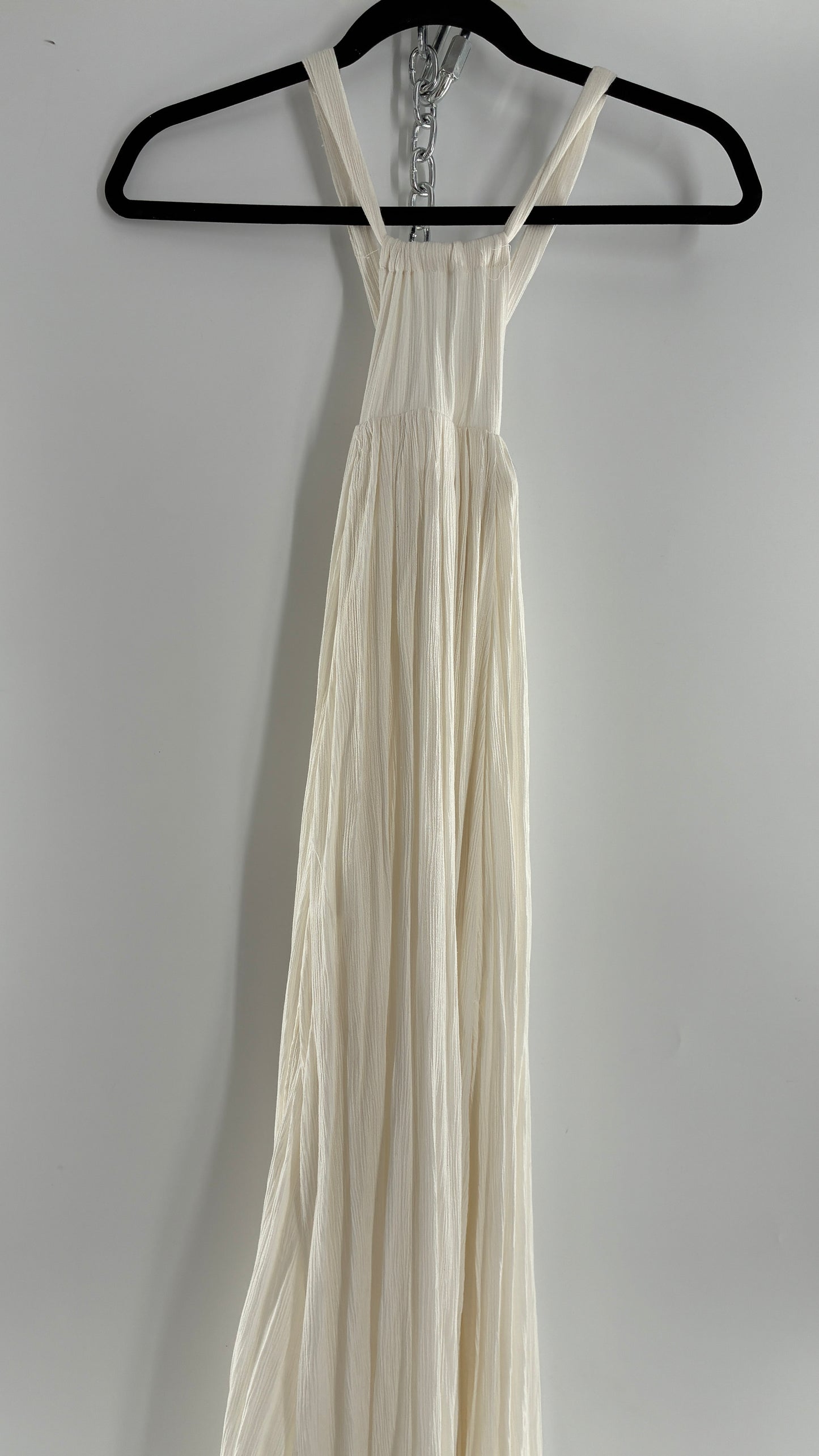 Free People White Voluminous Maxi Gown with Low Open Back (XS)