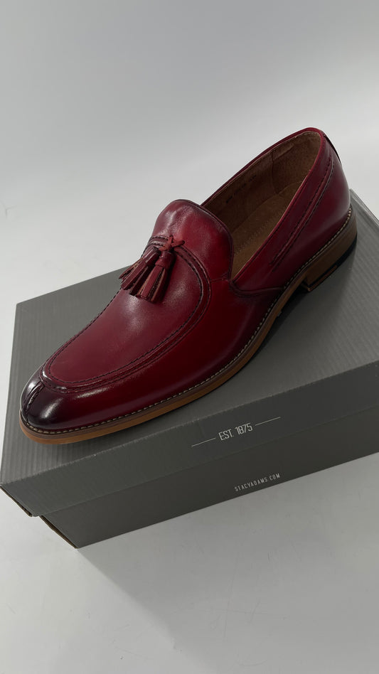 Stacy Adam’s Red Leather Donovan Mac Toe Drop Slip On Loafer (10.5)