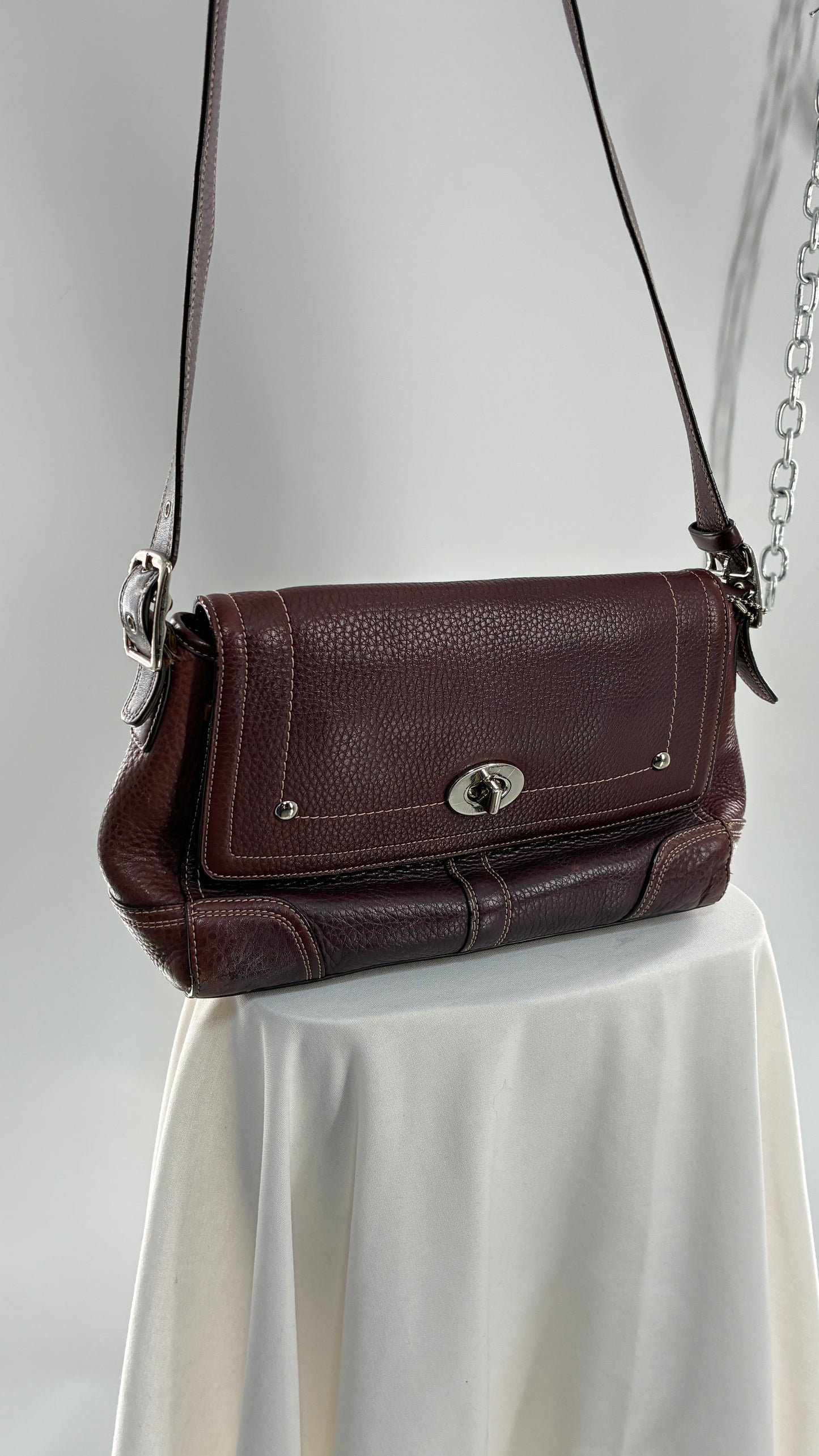 Vintage COACH Hamilton Purple Burgundy Leather Crossbody