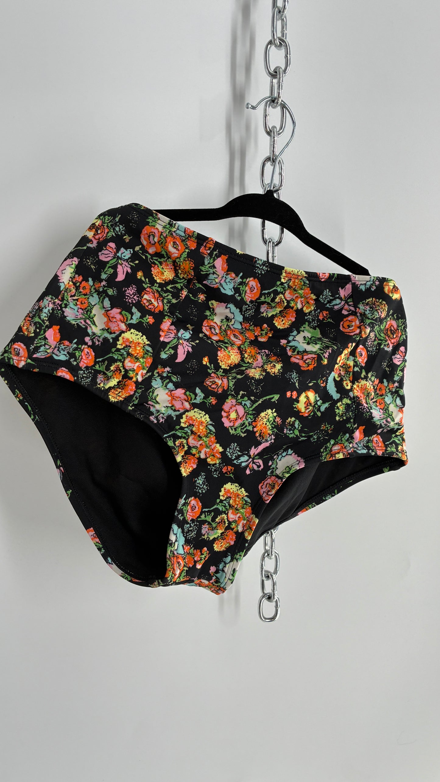 LA Hearts High Waisted Floral Swim Bottoms (Small)