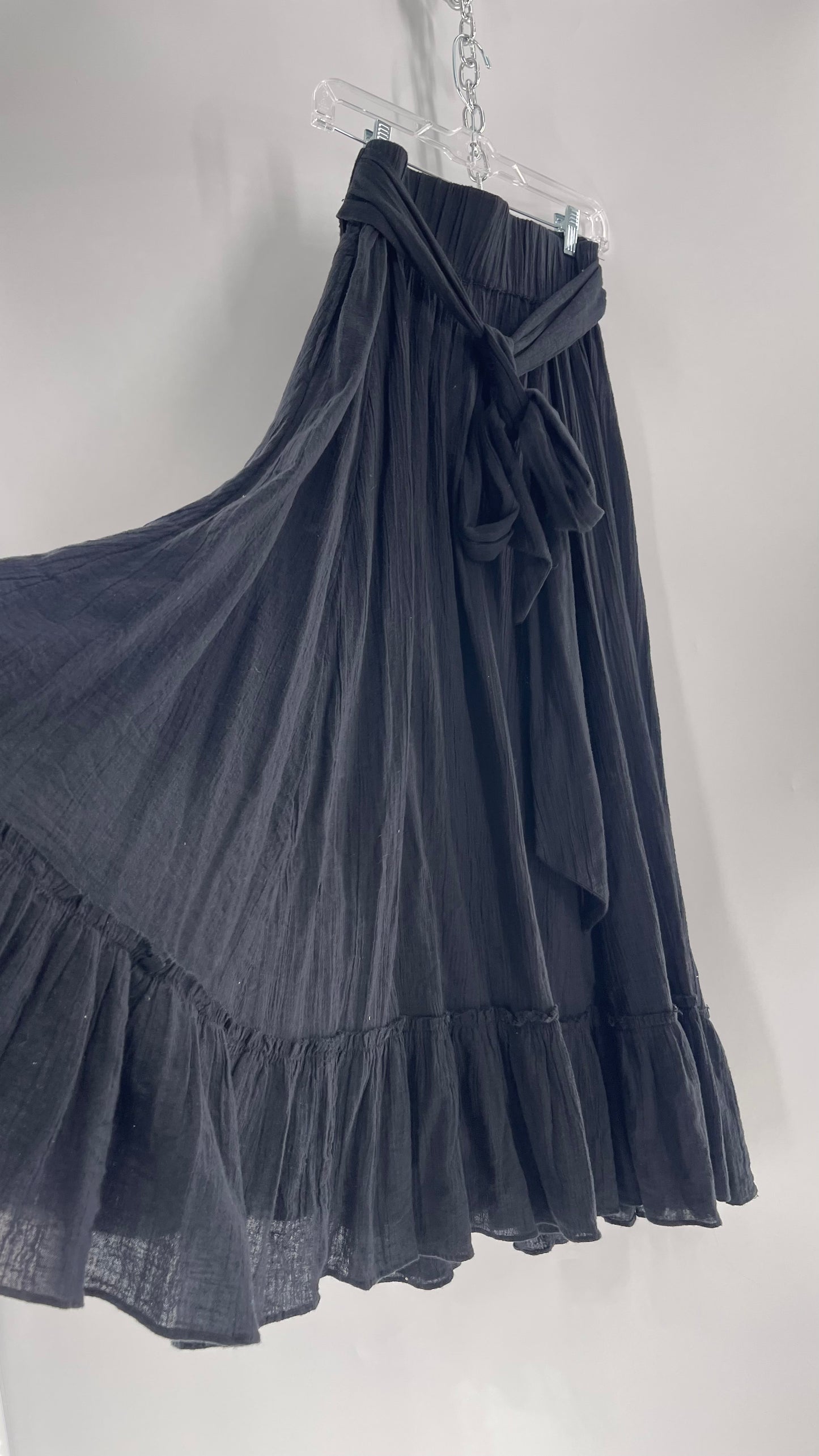 Free People Black Floor Length Skirt (Medium)