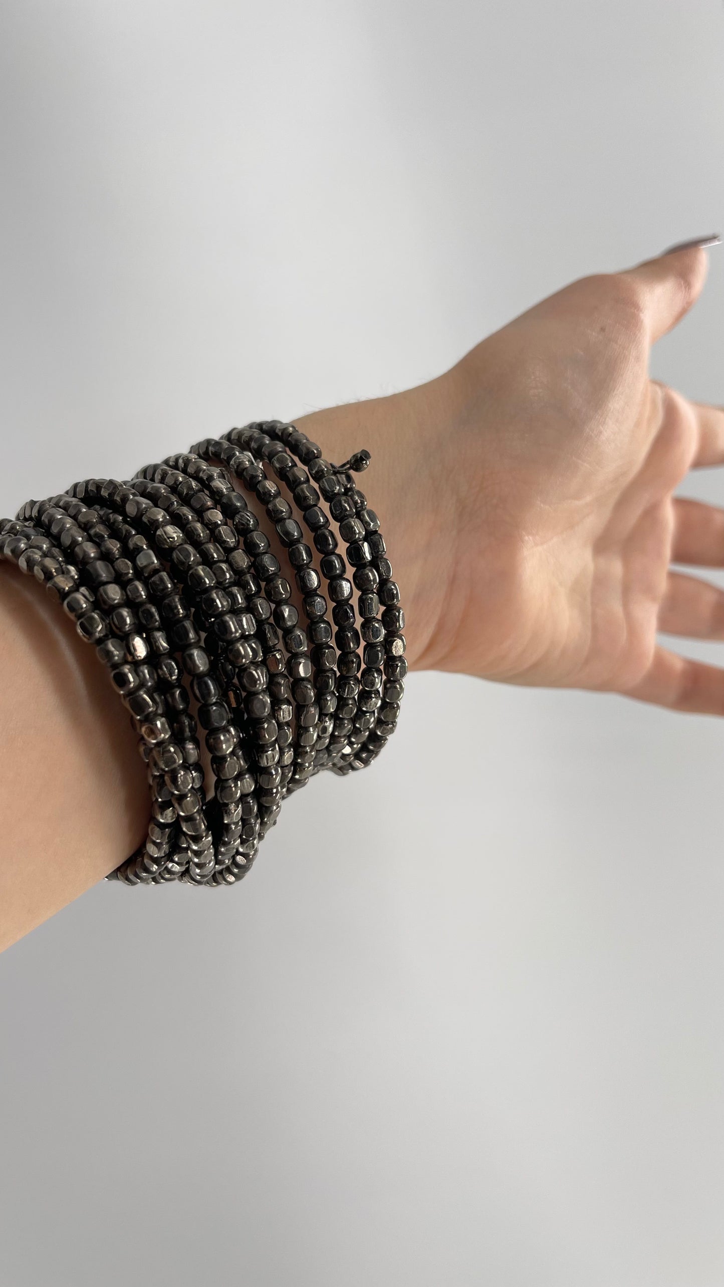 Vintage Gunpowder Metal Stone Wrap Around Bangle Bracelet