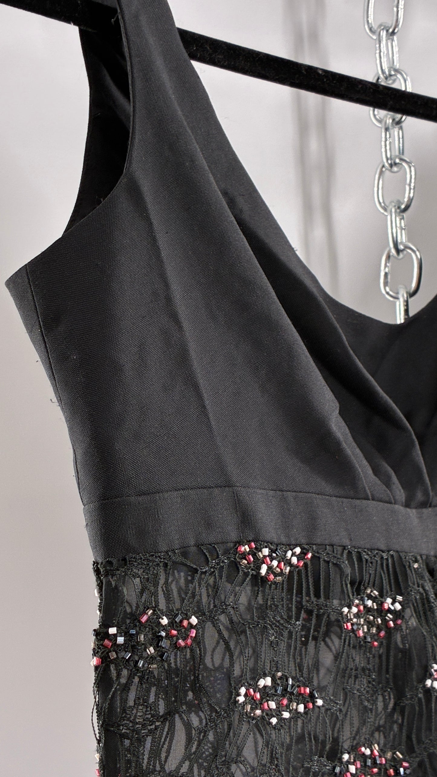 Vintage MULTI by Bree Linen Bust, Webbed Mesh Bodice Sleeveless with Beaded Details (4)