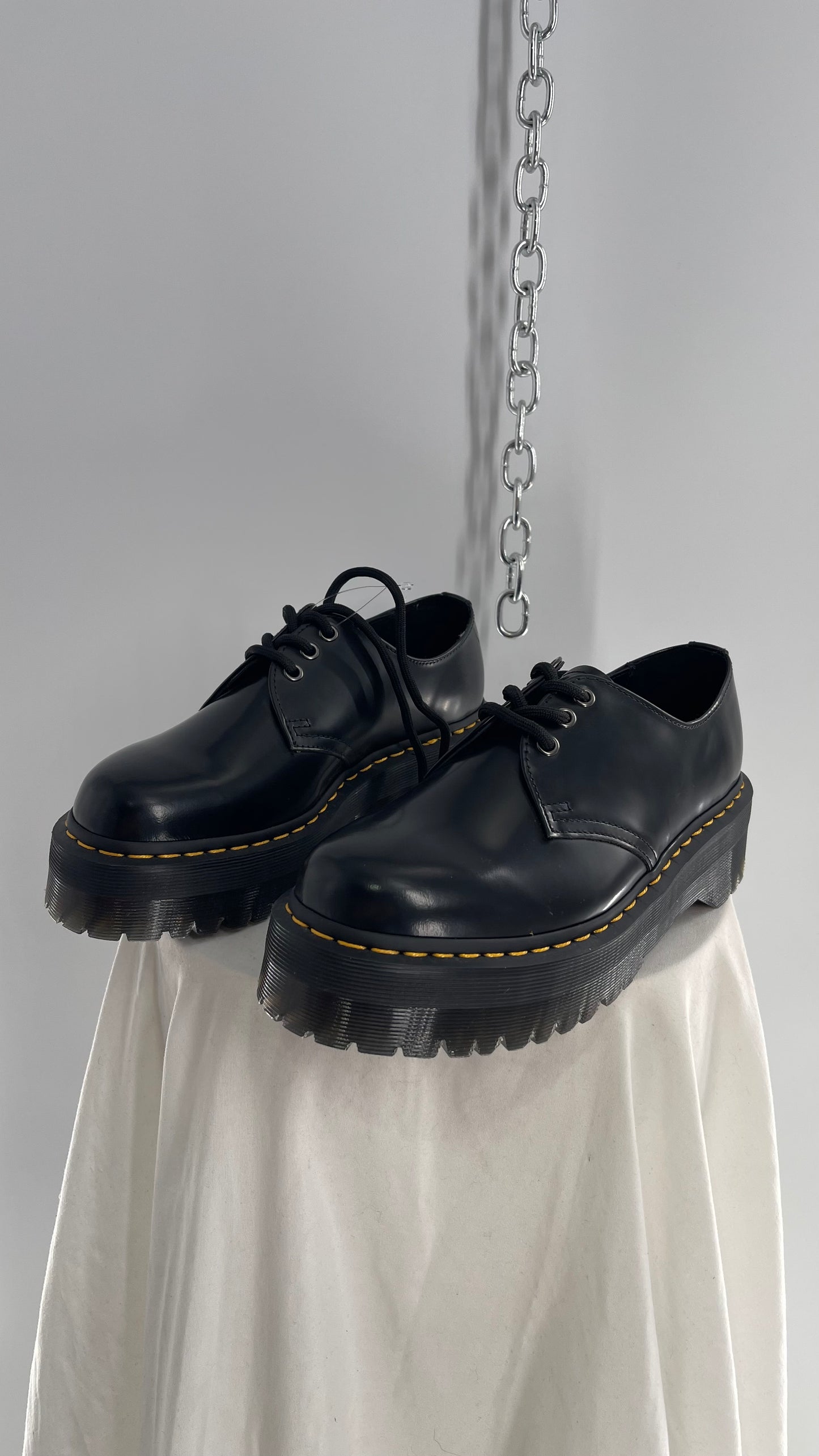 Dr.Martens Black Patent 1461 Quad li Leather Platform Oxfords (8.5L, 7.5M)