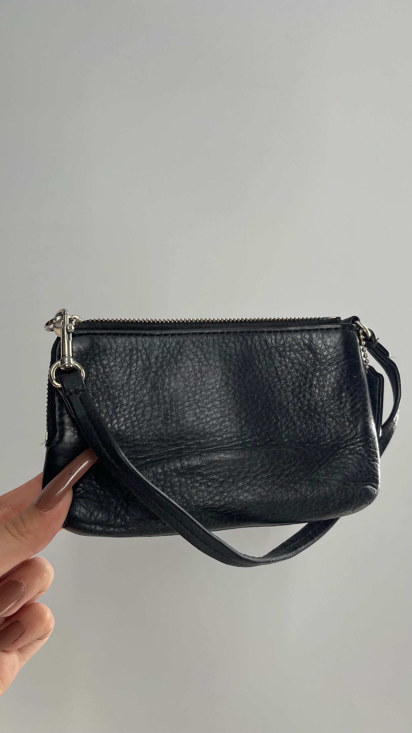 Vintage COACH Black Leather Coin Pouch Wallet