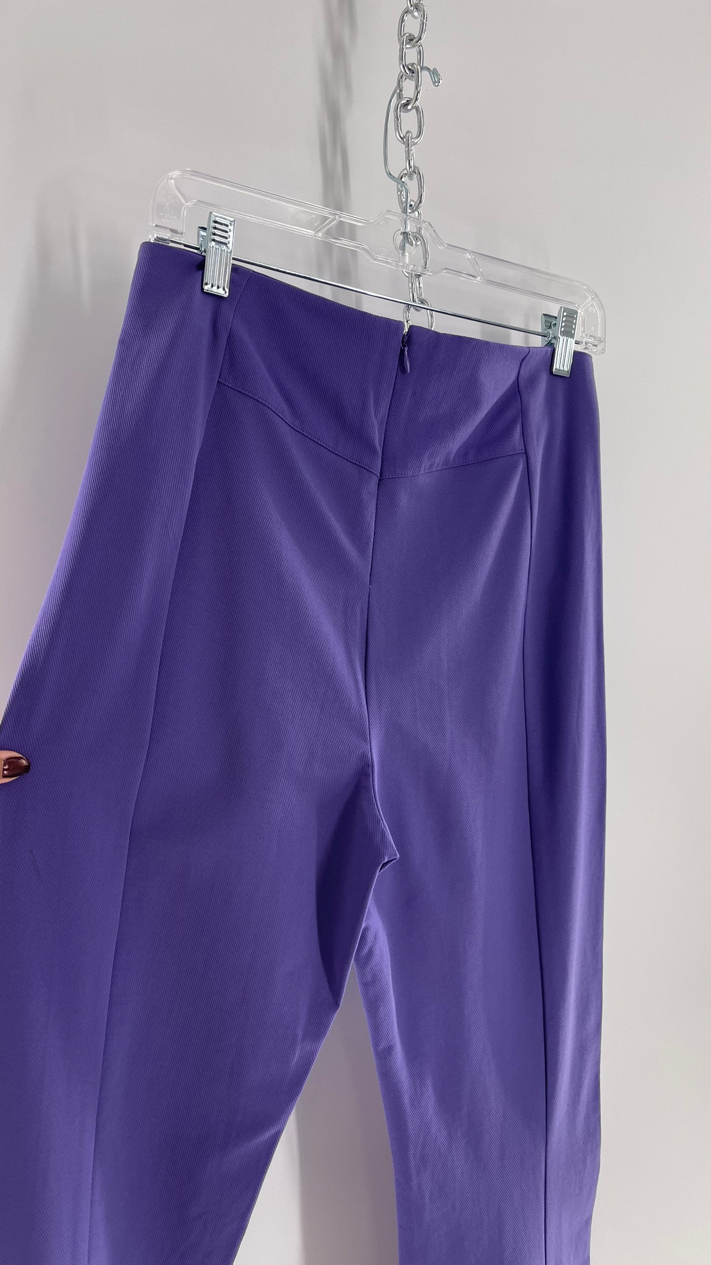Free People Purple Knit Flares with Pleated Front and Pointed Back Stitching and Vented Hem  (Small)