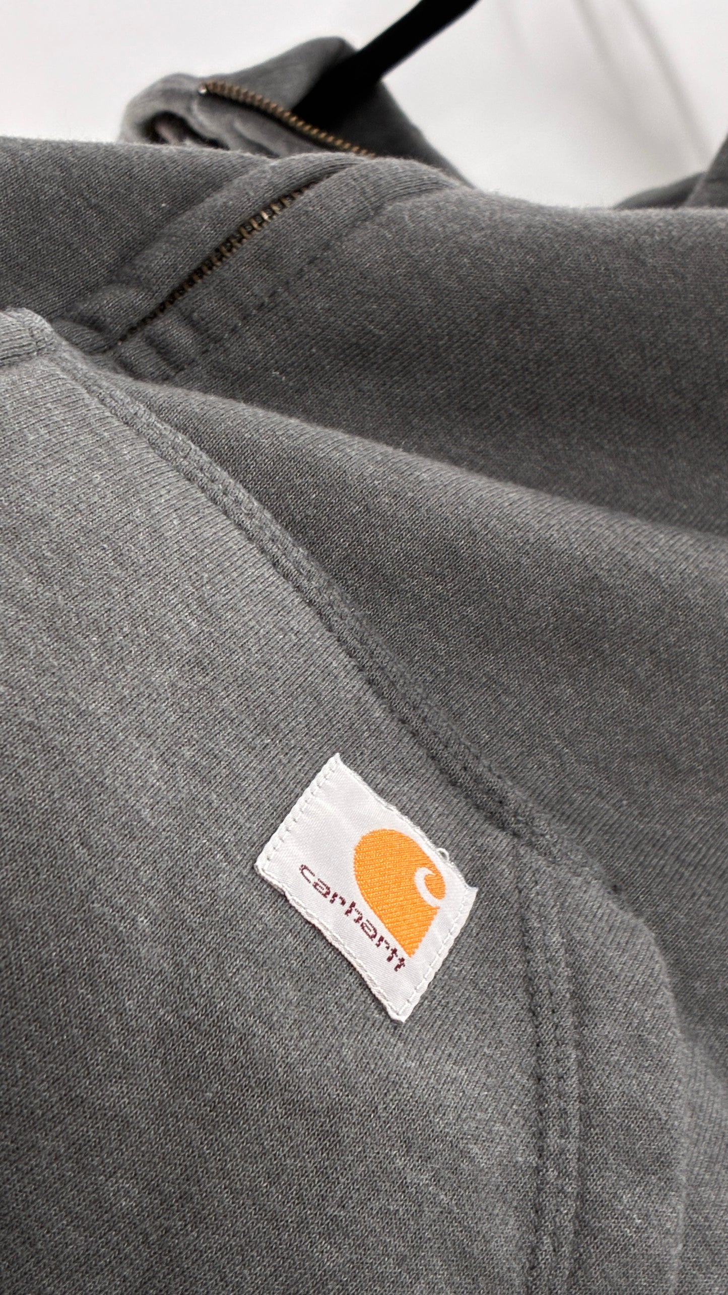 CARHARTT Rain Defender Charcoal Grey Full Zip Heavy Knit Hoodie (Large)