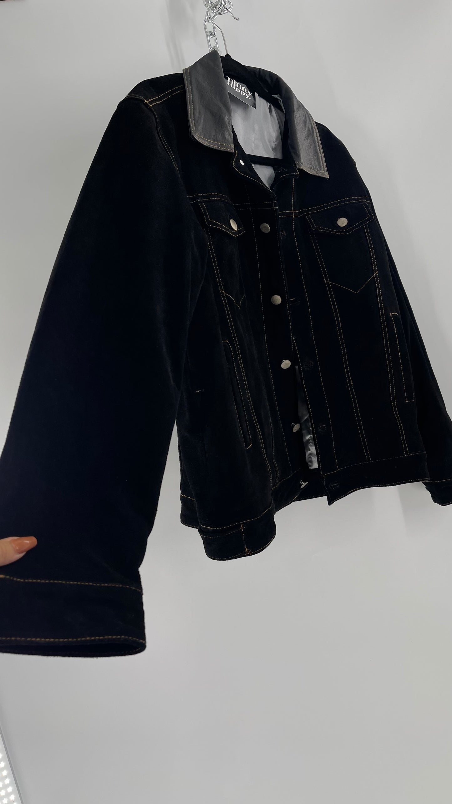 Vintage Extreme Black Suede Heavy Duty Cinematic Jacket (Medium)