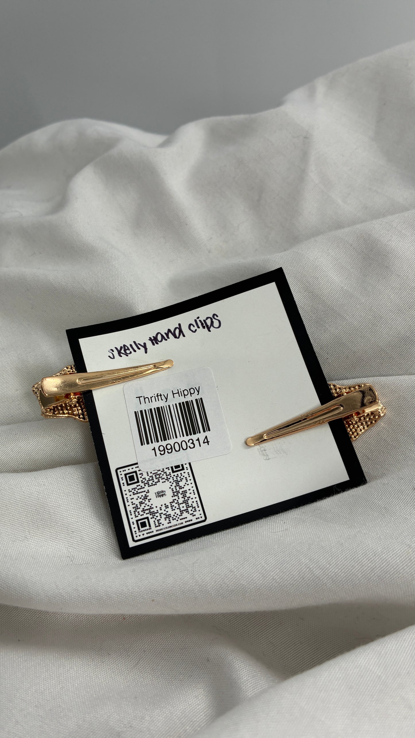 Gold Rhinestone Skeleton Hand Hair Clips