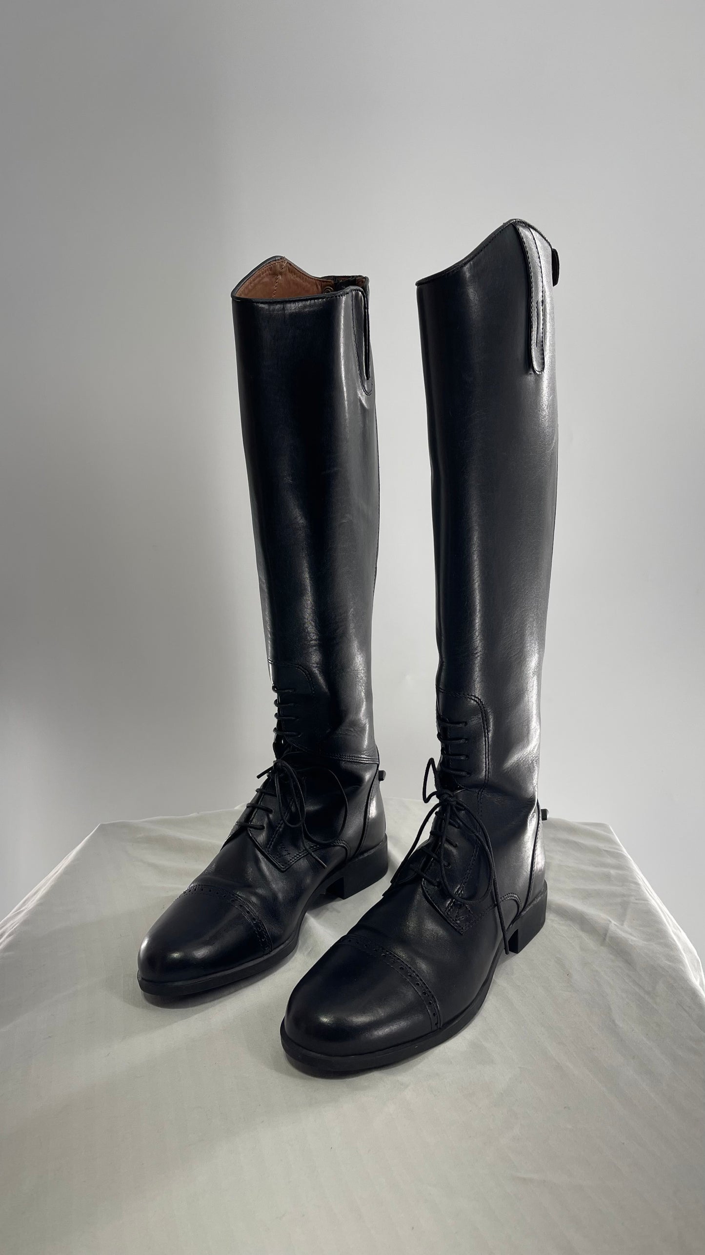 ARIAT Heritage Contour || Black Leather Field Zip Knee High Riding Tall Boots (8)