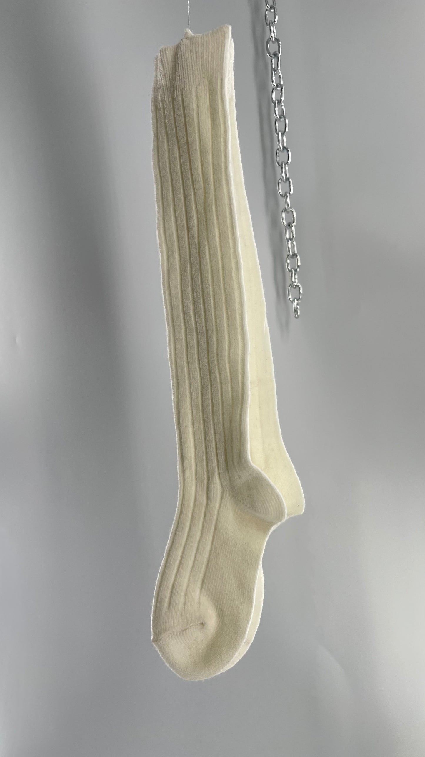 Free People Off White Ribbed Knee/Thigh High Socks
