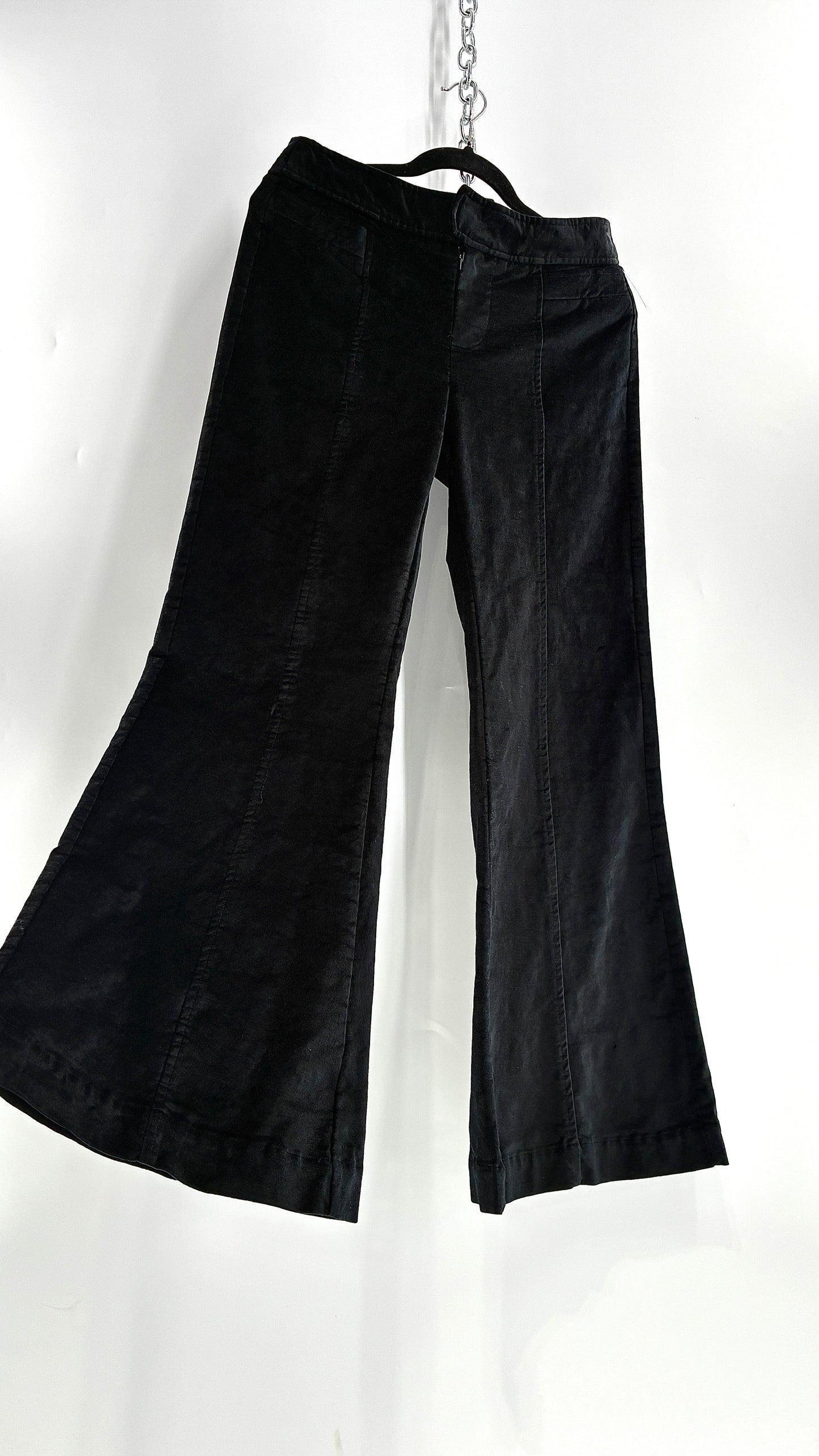 Free people Black Heavy Velour Velvet Walk with You Kick Flare Hot Pants(6)