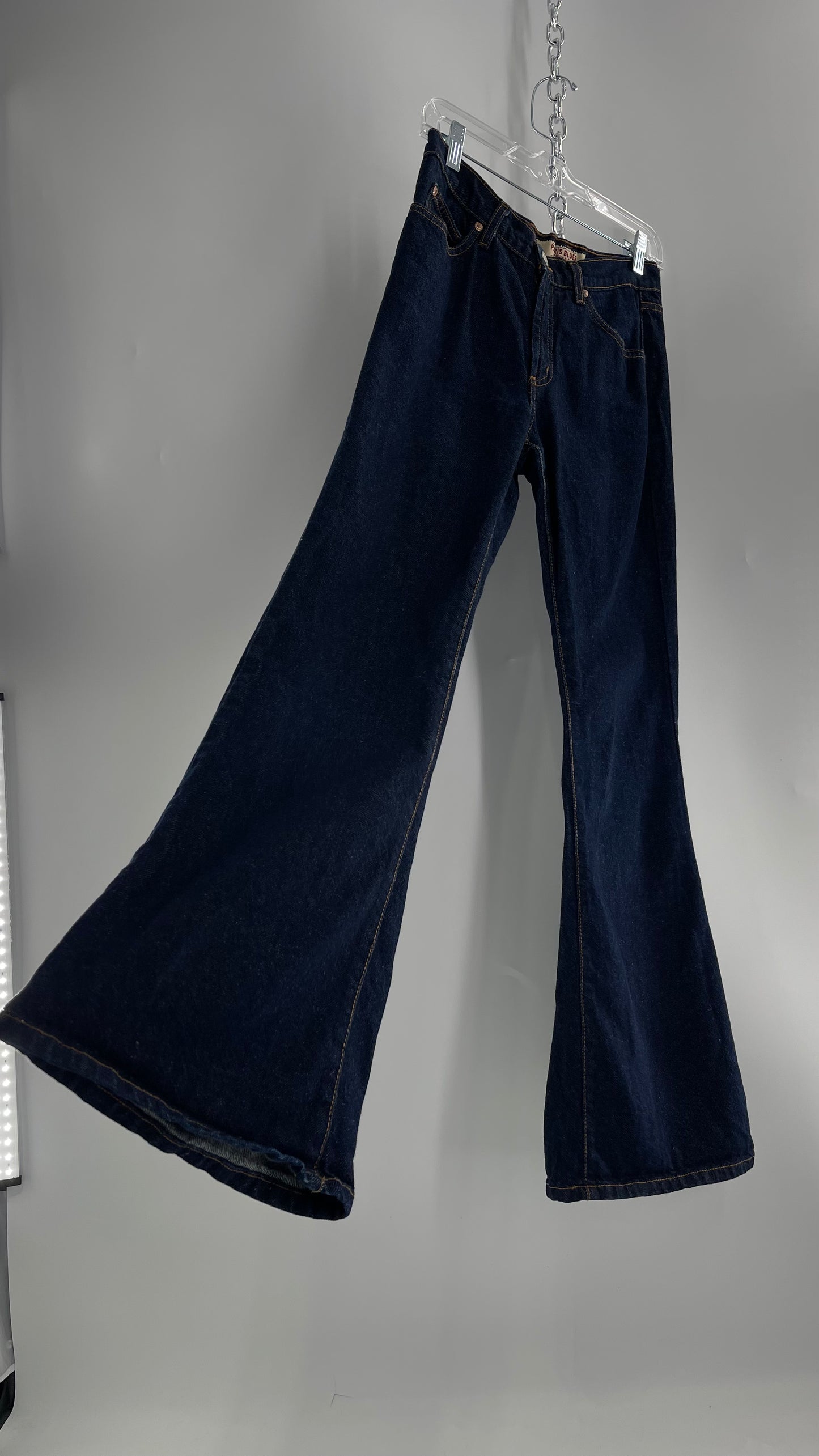 Vintage PARIS BLUES Dark Wash Kick Flare Denim Jeans(5)