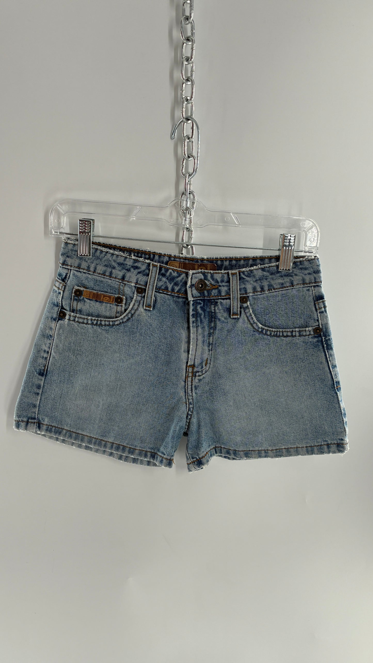 Vintage LEI Denim Shorts Light Wash Blue Jean Shorts with Old School Jacron (1)