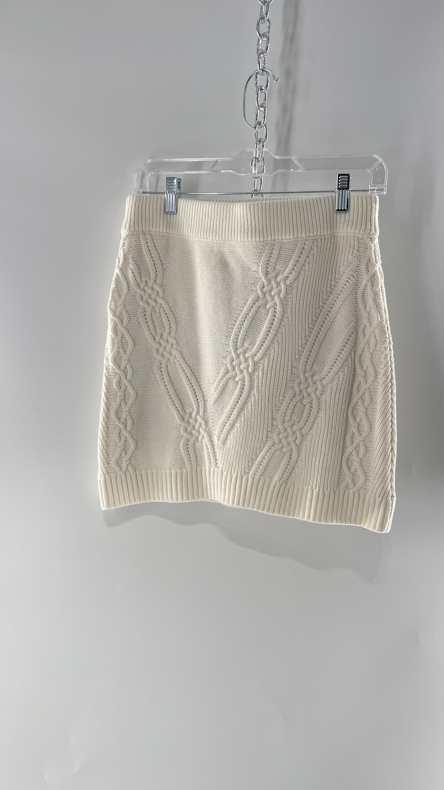 Maeve Anthropologie White Cable-knit Mini Skirt (Small)
