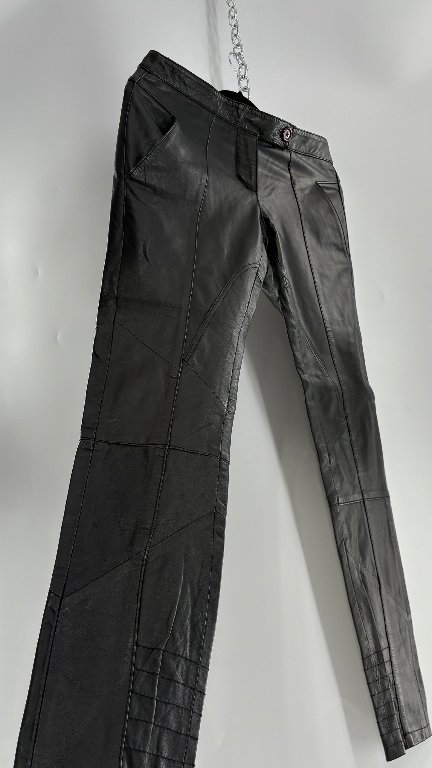 ASOS Low Rise Genuine Leather Patchwork Style Motorcycle Pants (6)