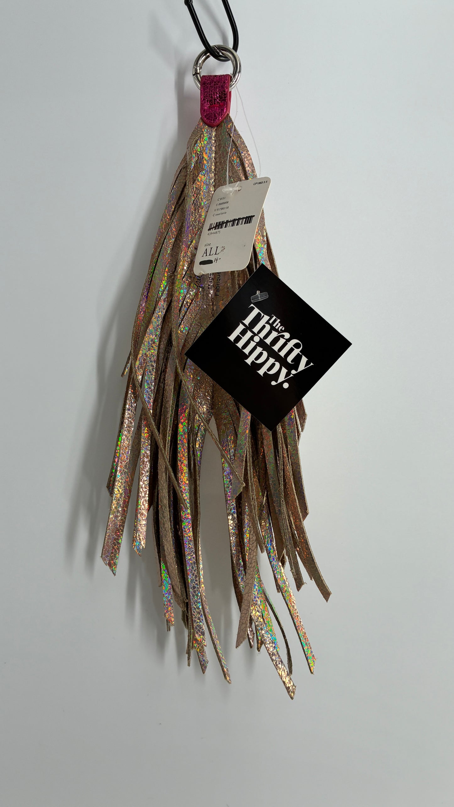 Free People Iridescent Feather Keychain with Tags Attached