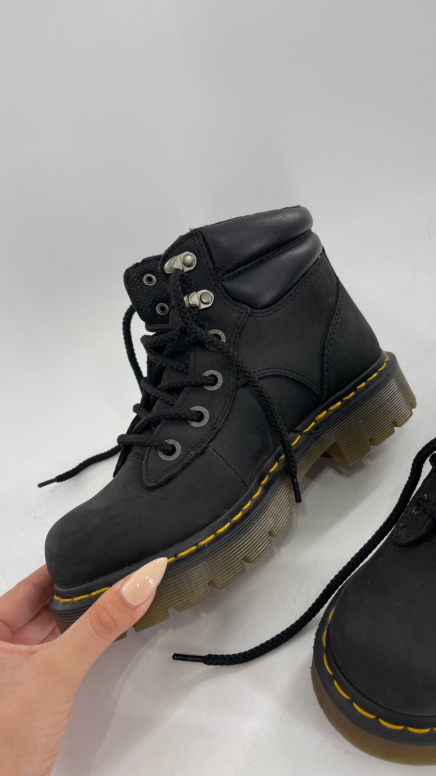 Vintage Doc Martens Industrial Black Combat Boots (6)