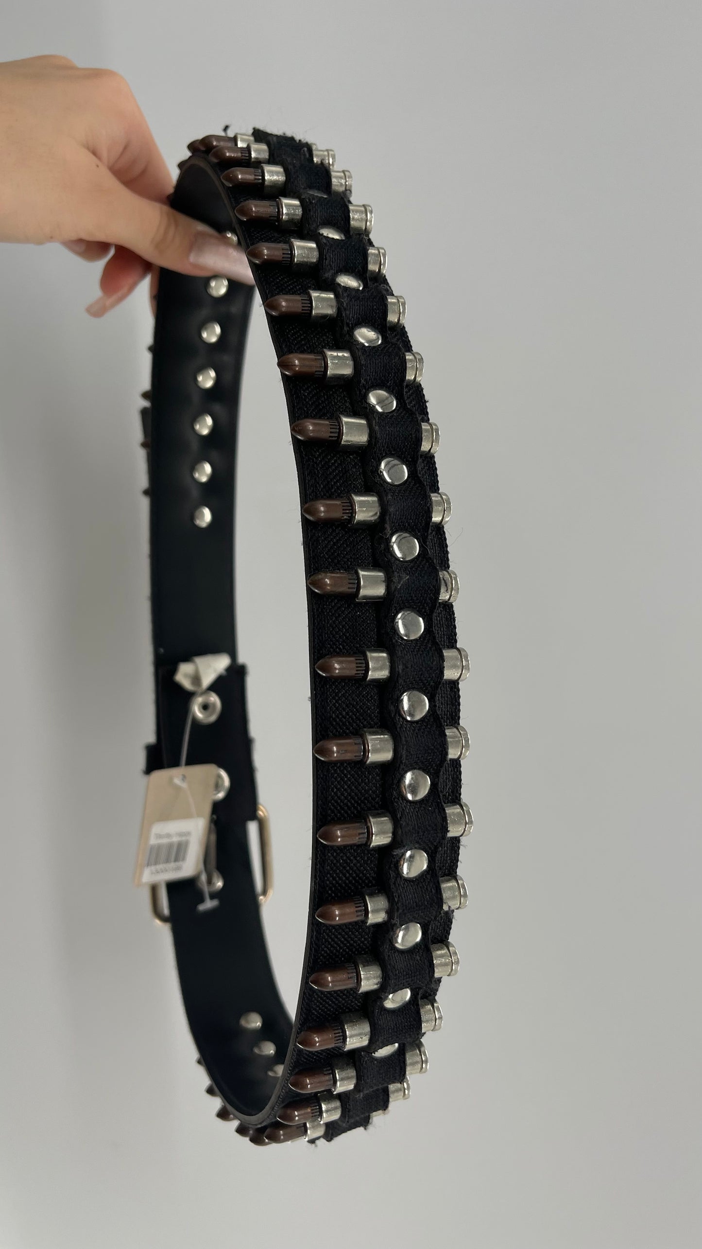 Vintage Black Tactical Canvas Bullet Belt (Medium)