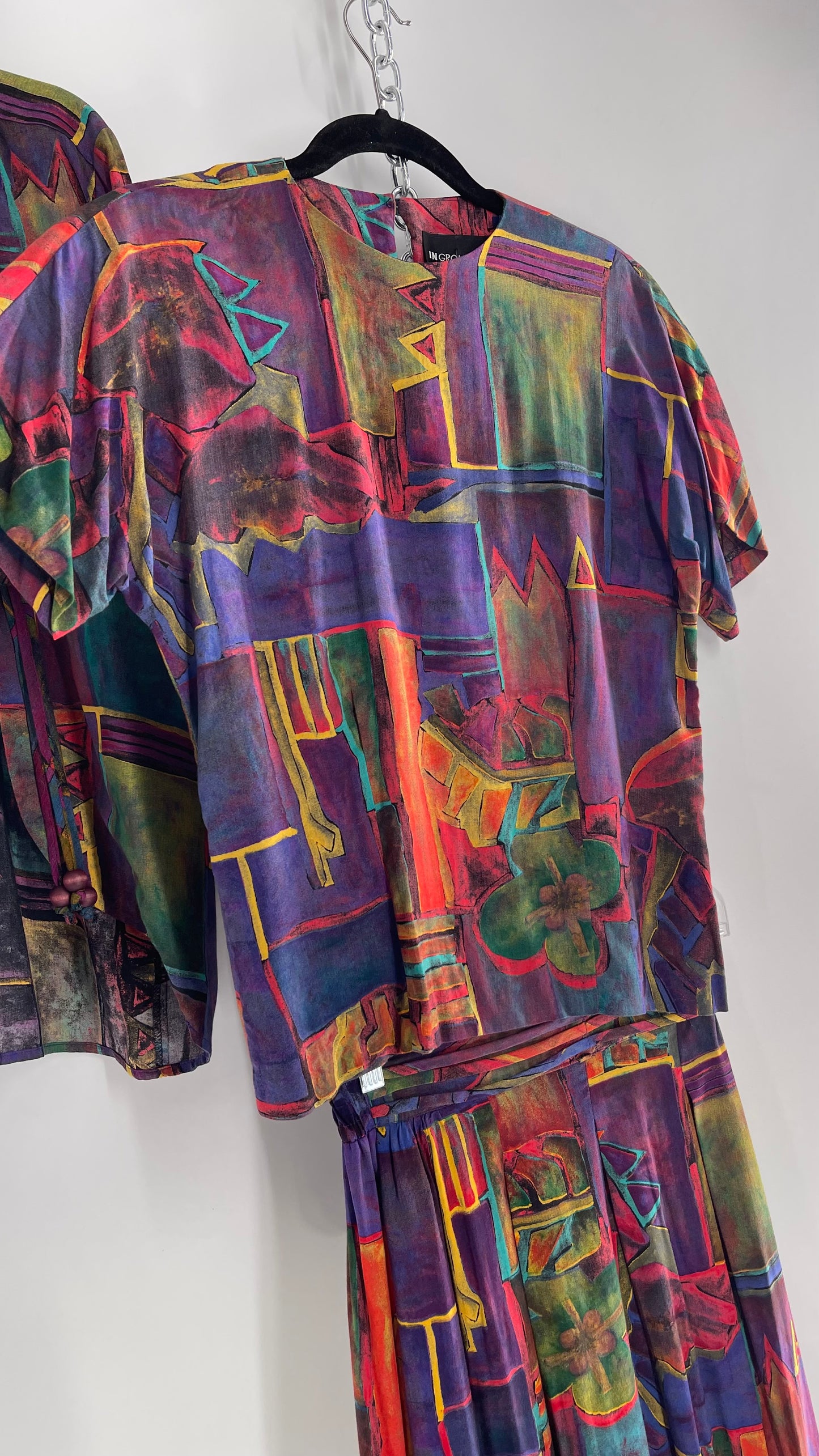 Vintage INGROUP LTD Abstract Art Girl 3pc Set -Skirt,T and Cape (2)