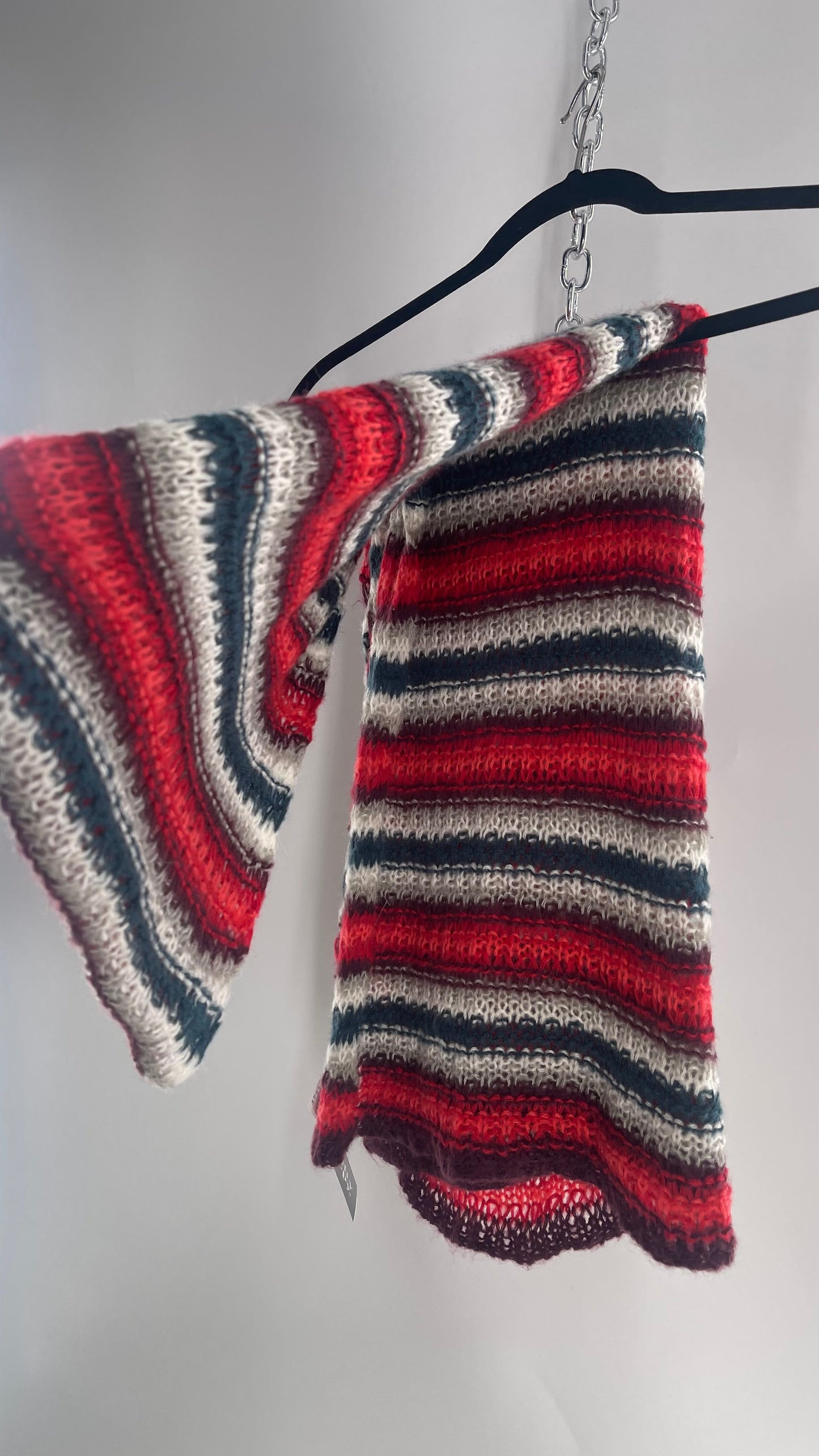 Open Knit Scarf Gray Tones