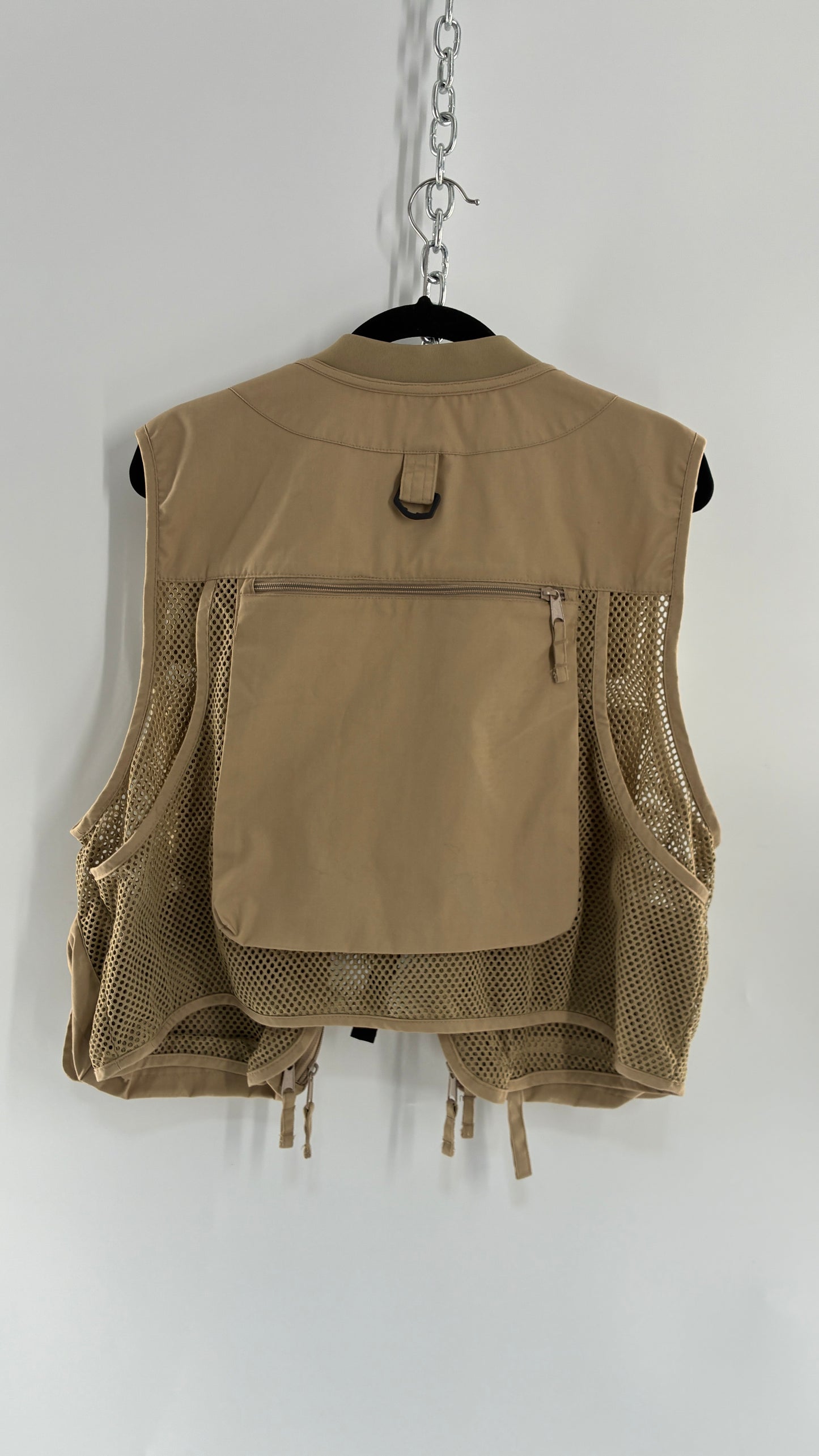 Vintage SJK Tan Tactical Vest with Multiple Pockets (Large)