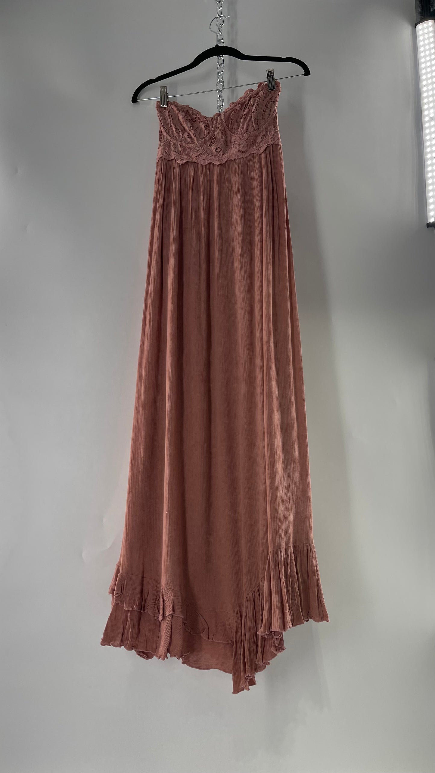 Free People Adella Mauve/Dusty Pink Full Length Maxi Dress (Small)