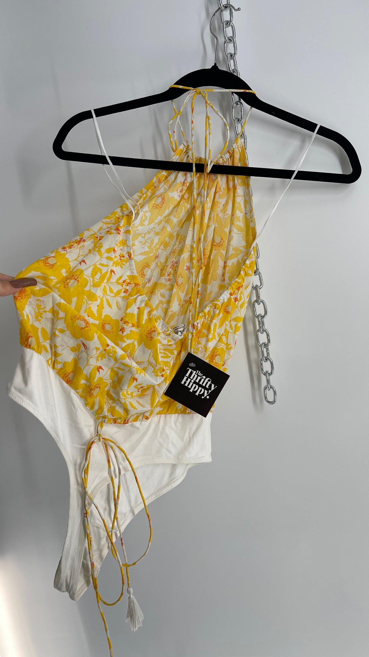 Intimately Free People Yellow Floral Bodysuit (Medium)