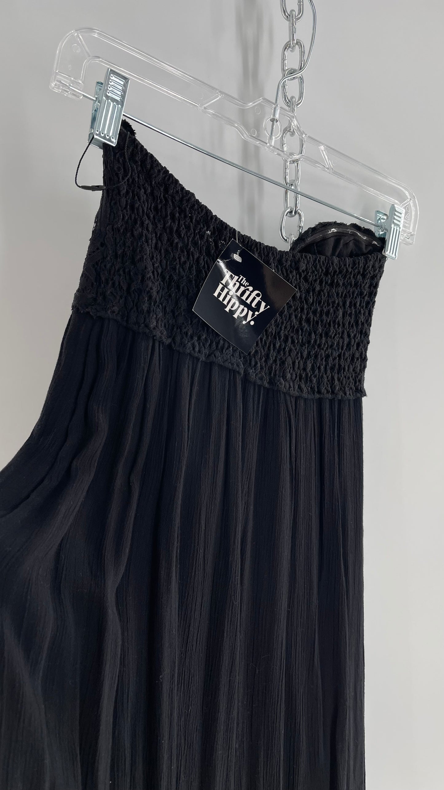 Free People Adella Black Full Length Maxi Dress (Small)