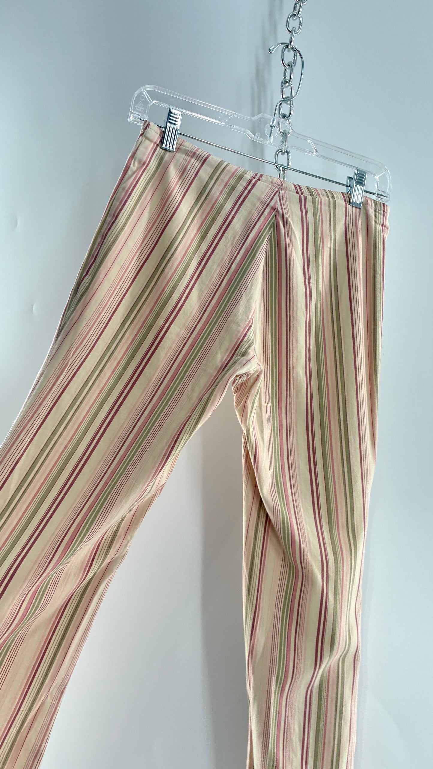 Rare Vintage TARK ‘1 Ultra Low Rise Pink and Green Striped Kick Flares