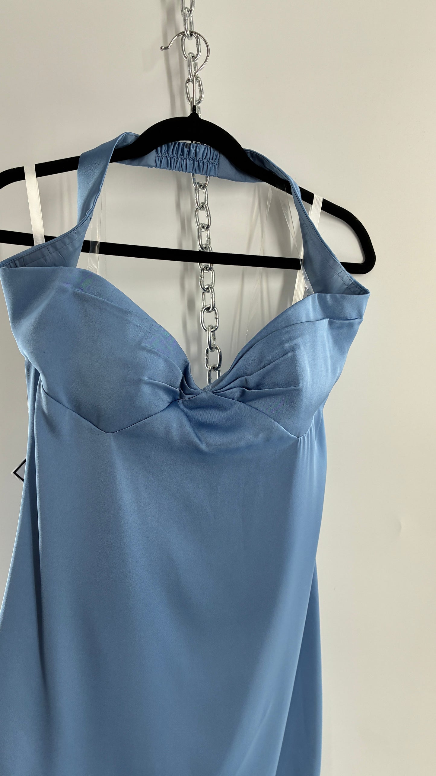 Vintage Powder Blue Full Length Gown with Ruched, Padded Bust and Tags Attached (4)