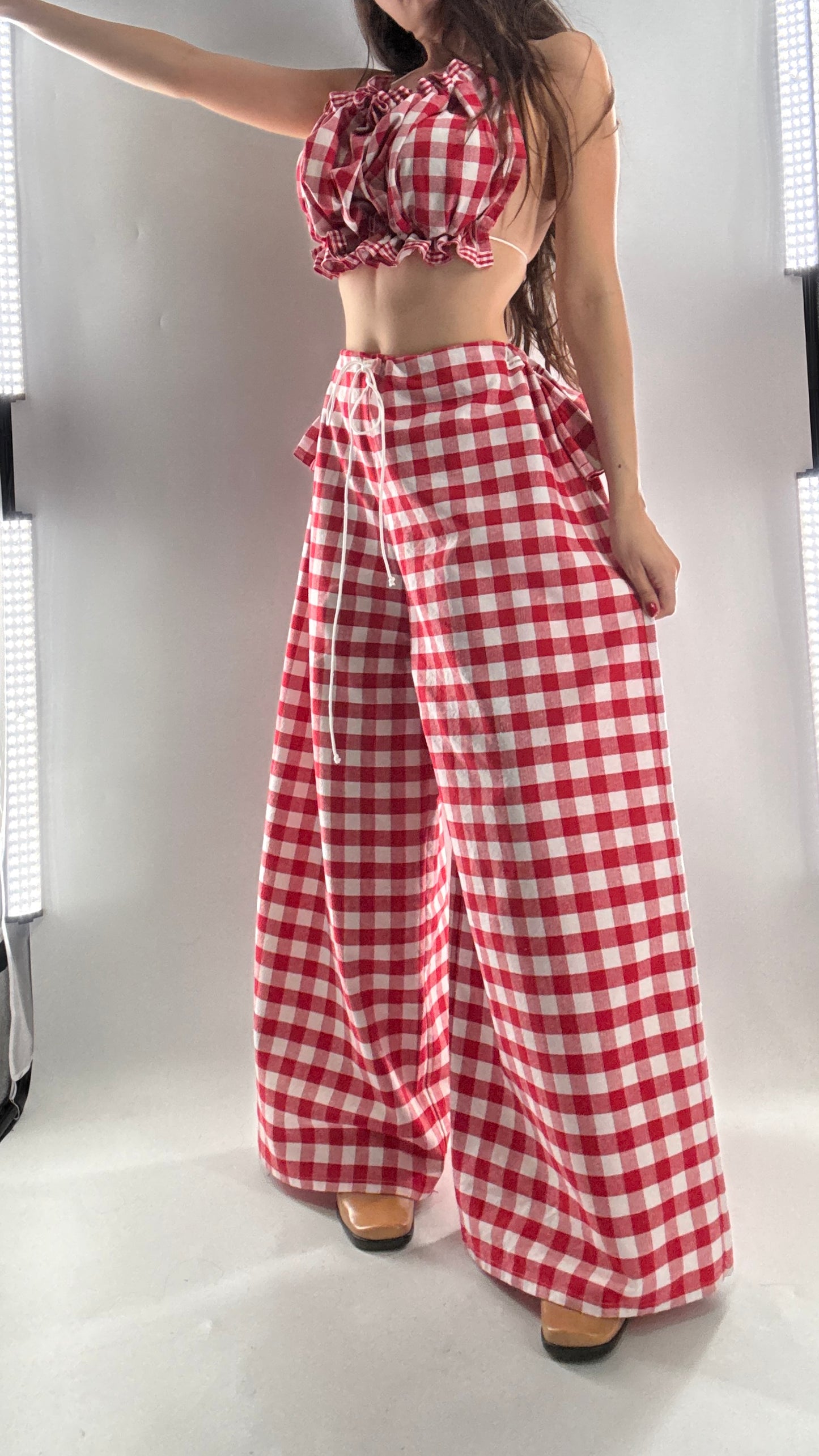 Vintage Handmade Picnic Red/White Gingham Two Piece Set (XS-L)