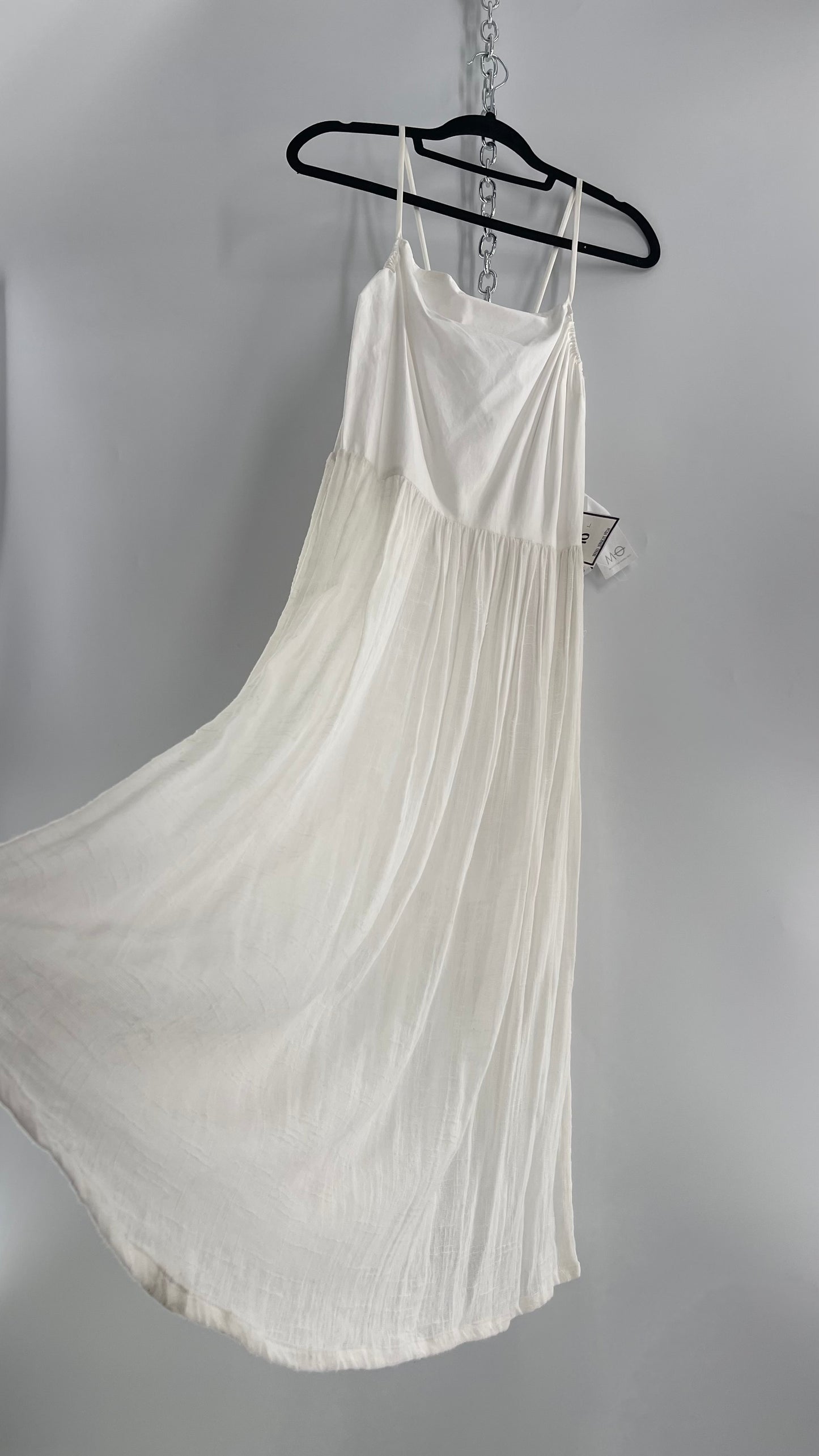 ØM Objects Without Meaning White Dress with Woven Skirt and Tags Attached (Large)