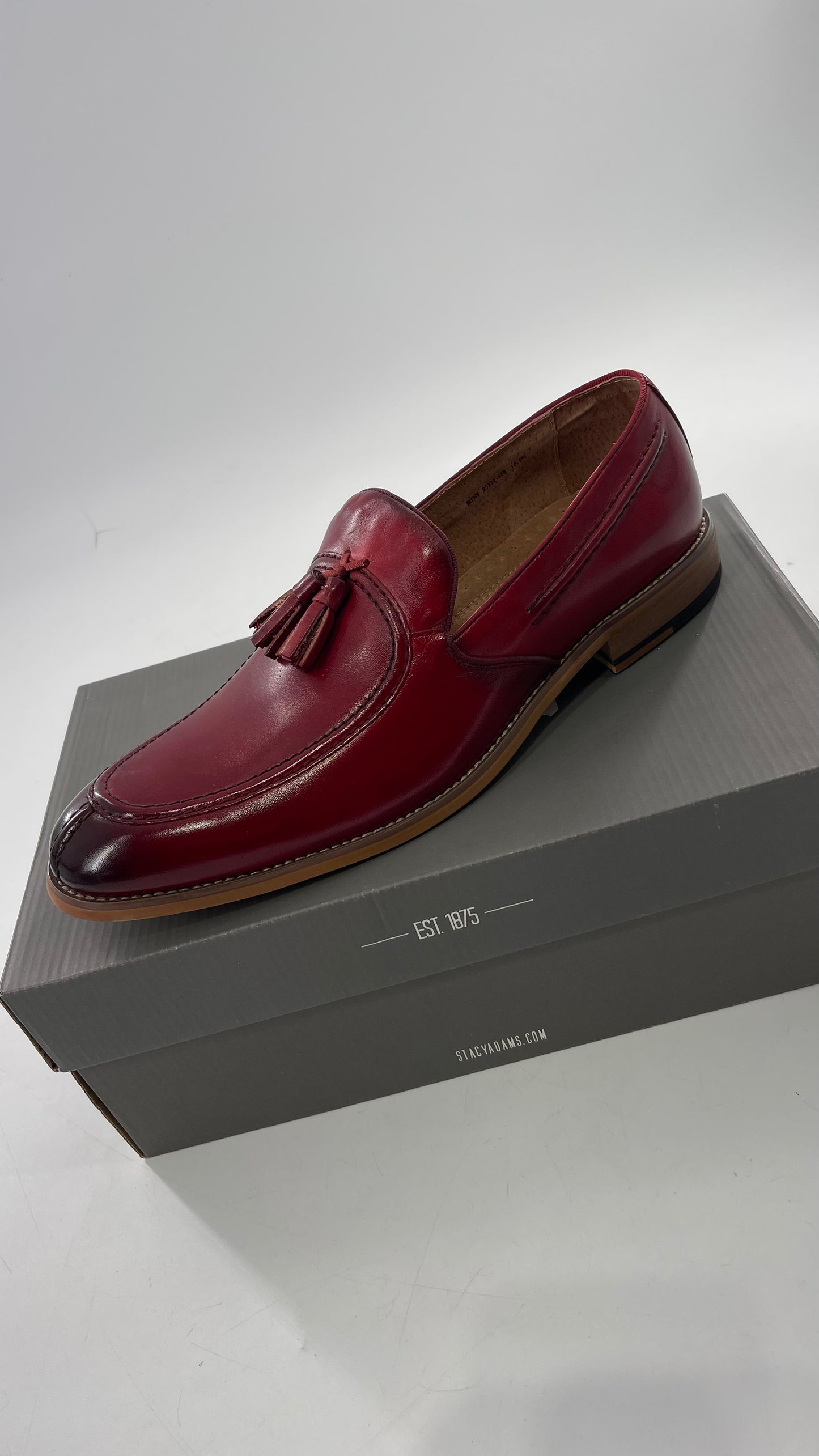 Stacy Adam’s Red Leather Donovan Mac Toe Drop Slip On Loafer (10.5)