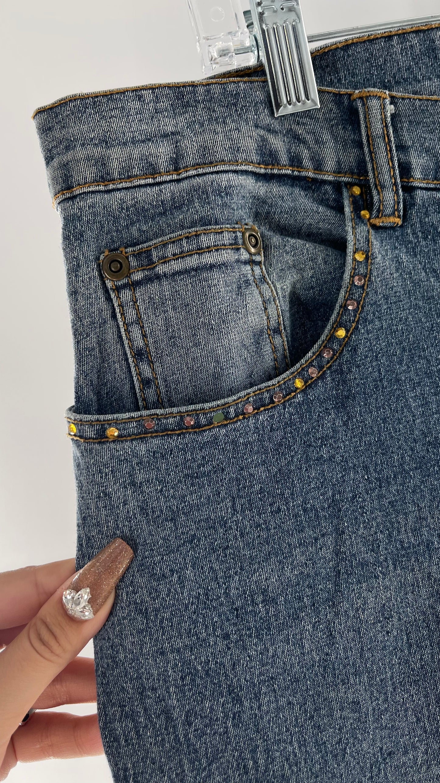 Vintage Diane Gilman Kickflare Denim with Embroidered Butterfly Motifs (14)