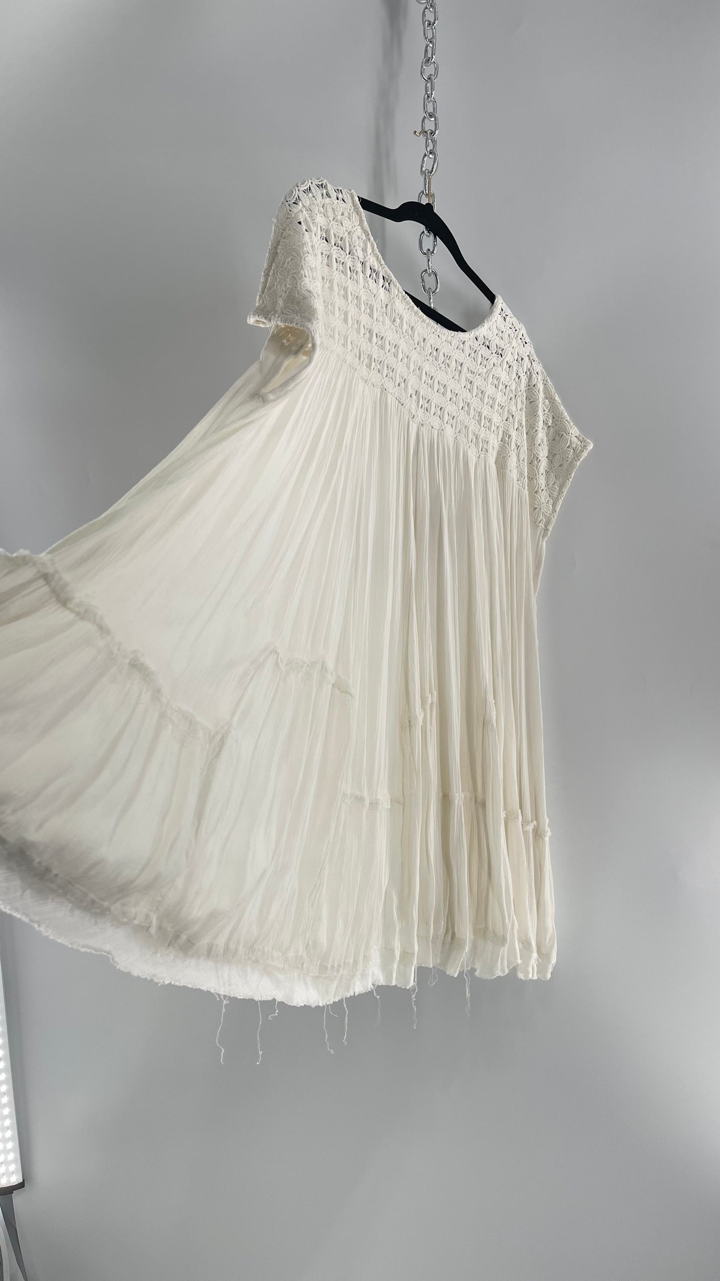 Free People White Cotton Voluminous T Shirt Dress (S)