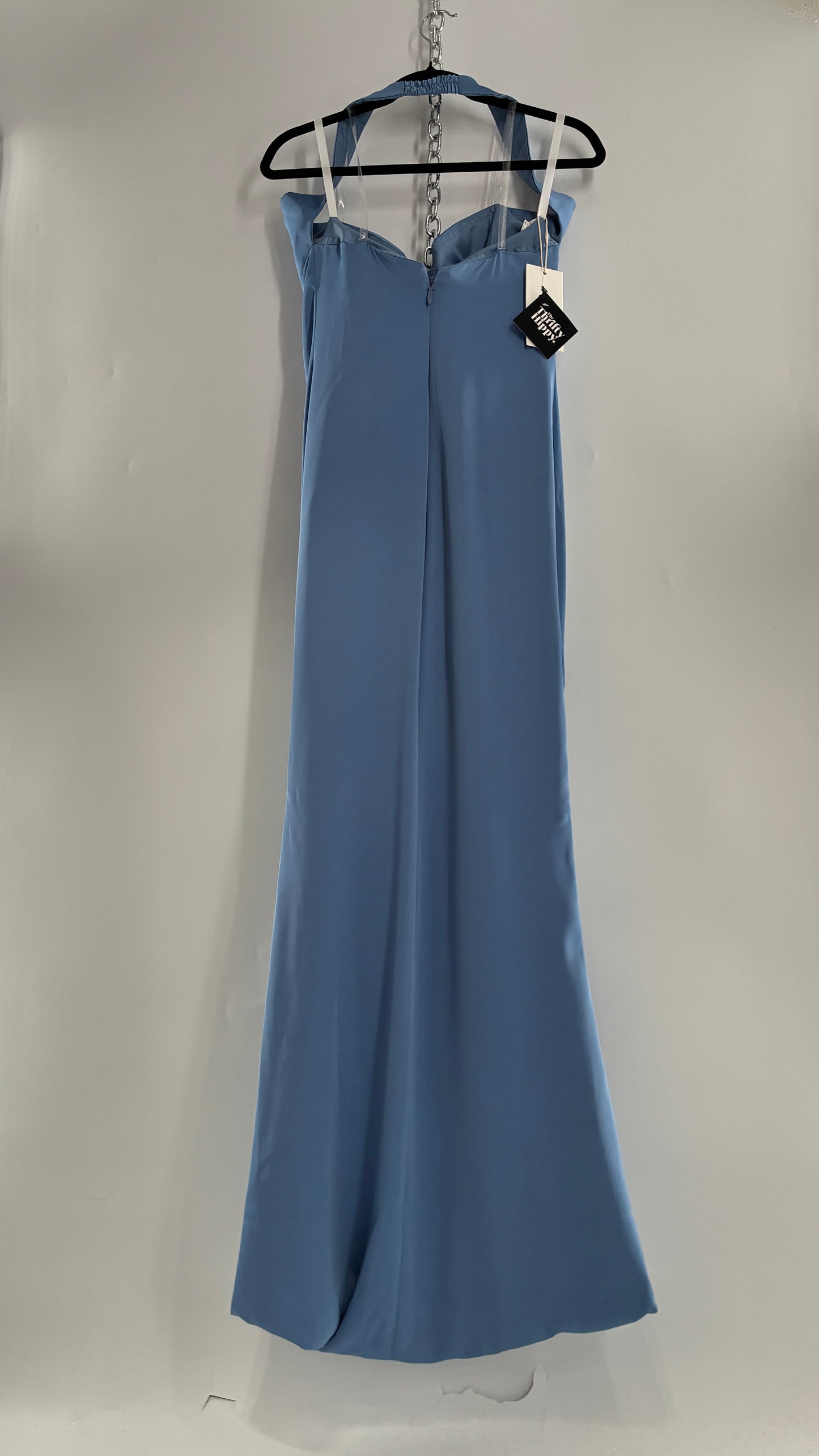 Vintage Powder Blue Full Length Gown with Ruched, Padded Bust and Tags Attached (4)