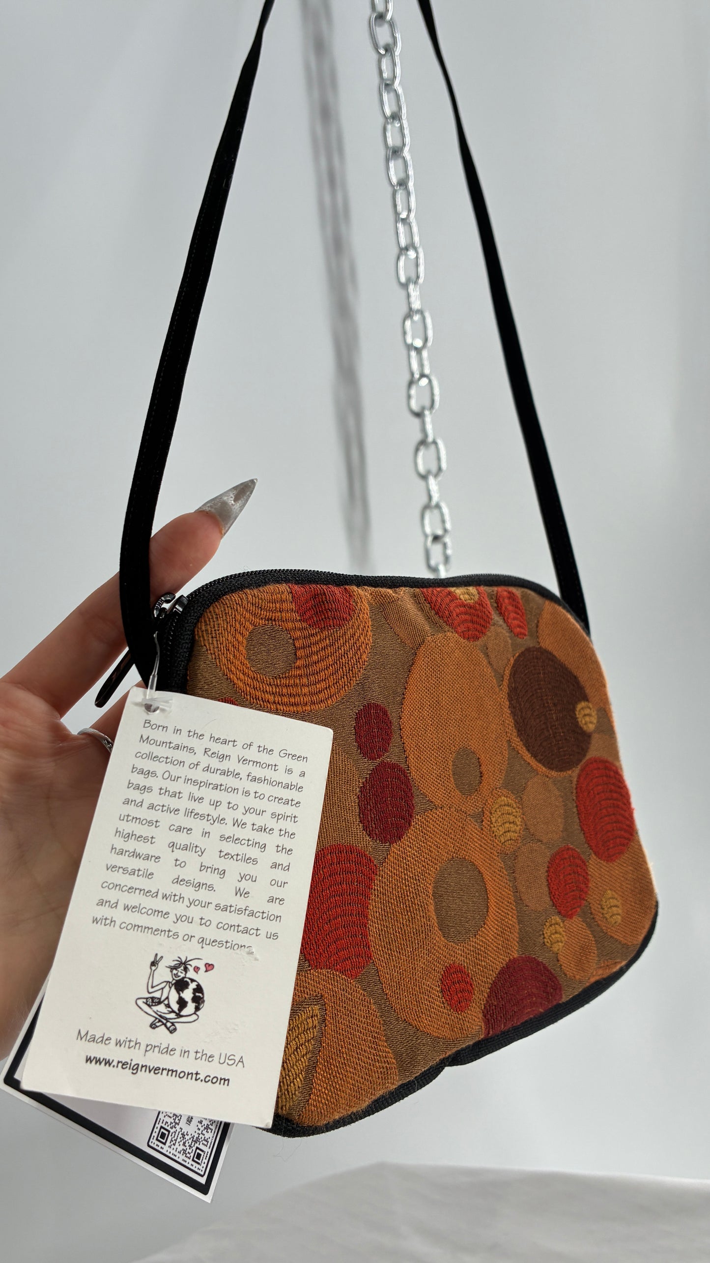 Deadstock Vintage 70s Style Polka Dotted Mustard Yellow Bag with Velvet Strap