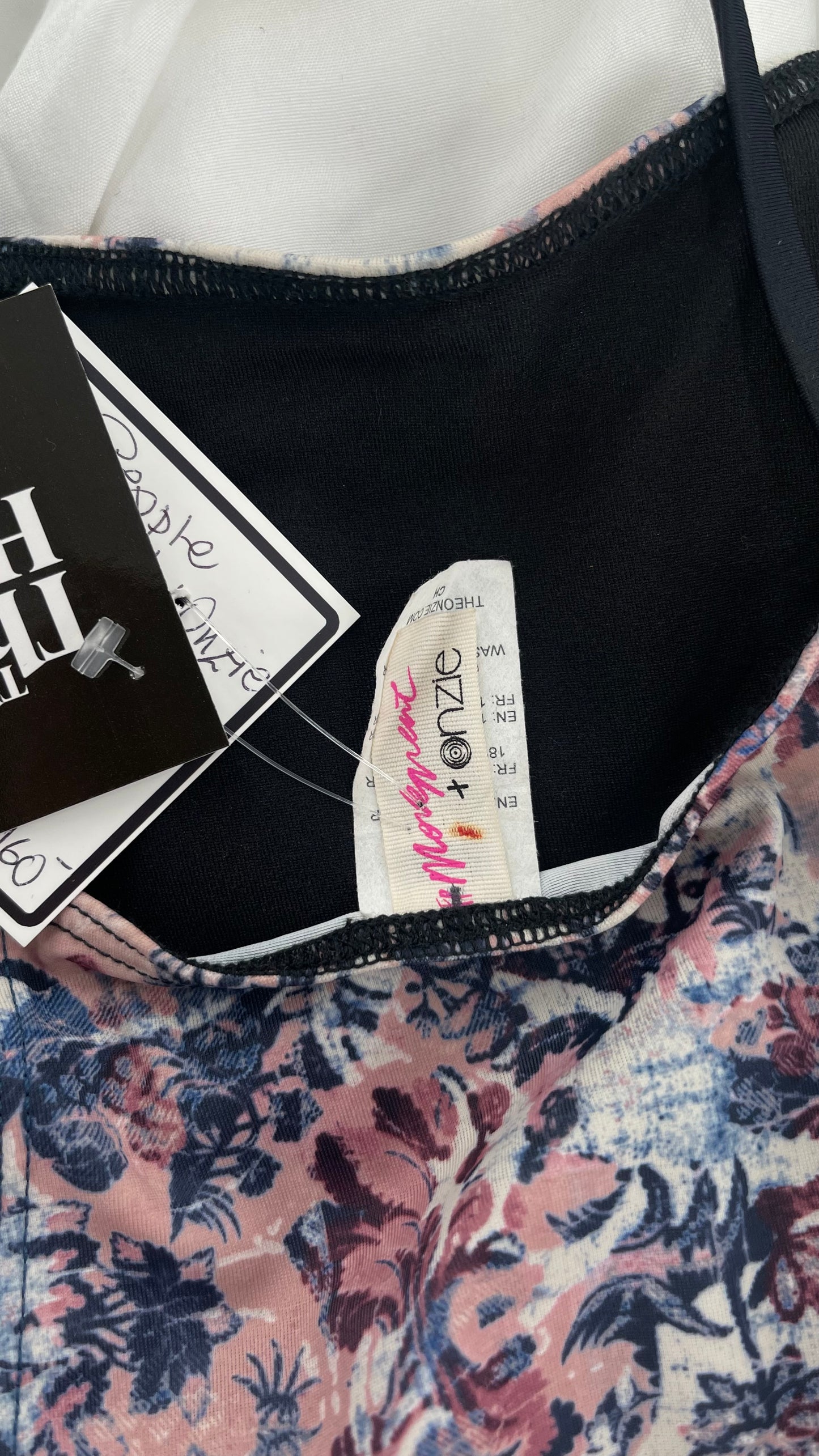 Free People Movement X Onzie Muted Florals and Black Swim Body Suit (S/M)